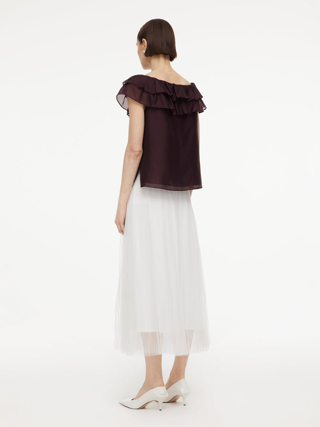 Pleated Mesh A-Line Skirt