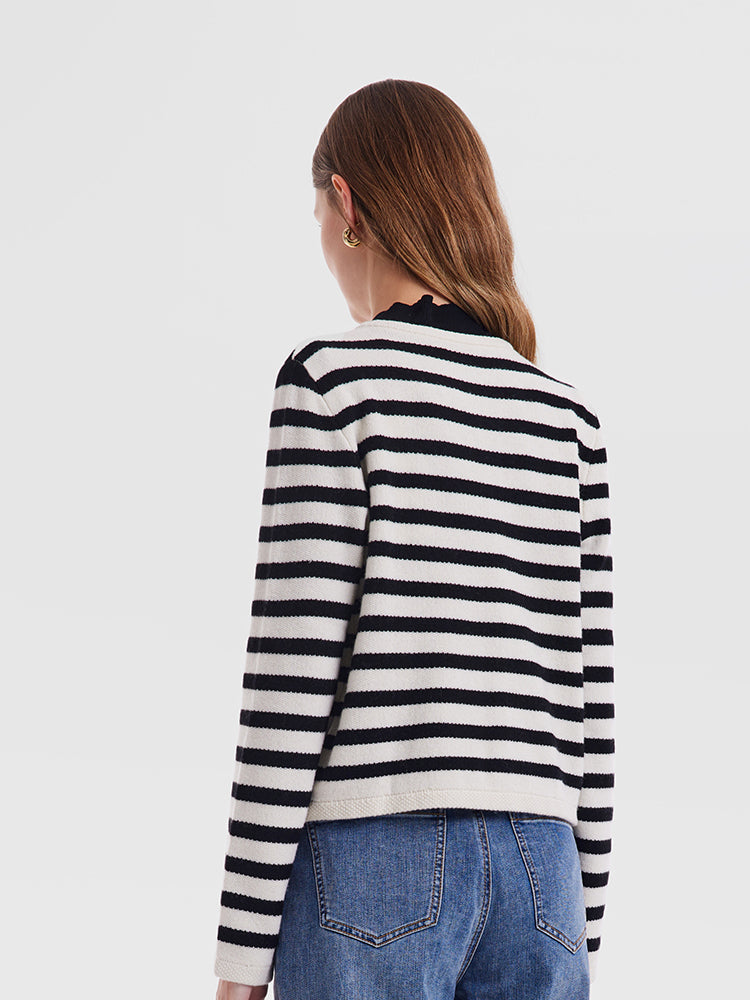 Wool Striped French Cardigan