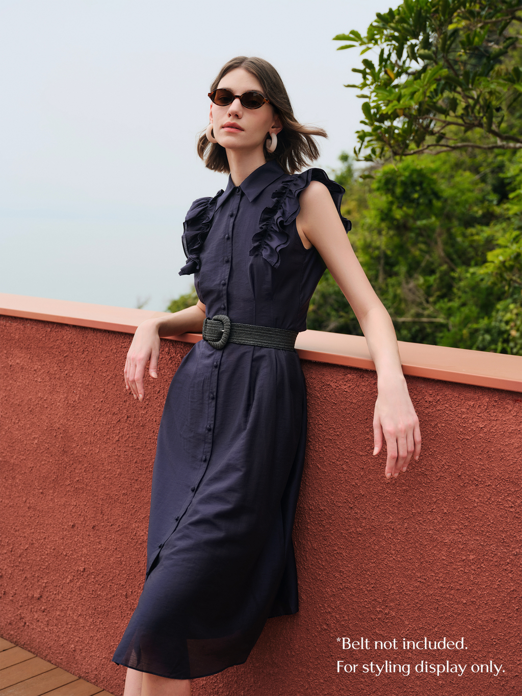 Lyocell Flutter Ribbon Maxi Dress