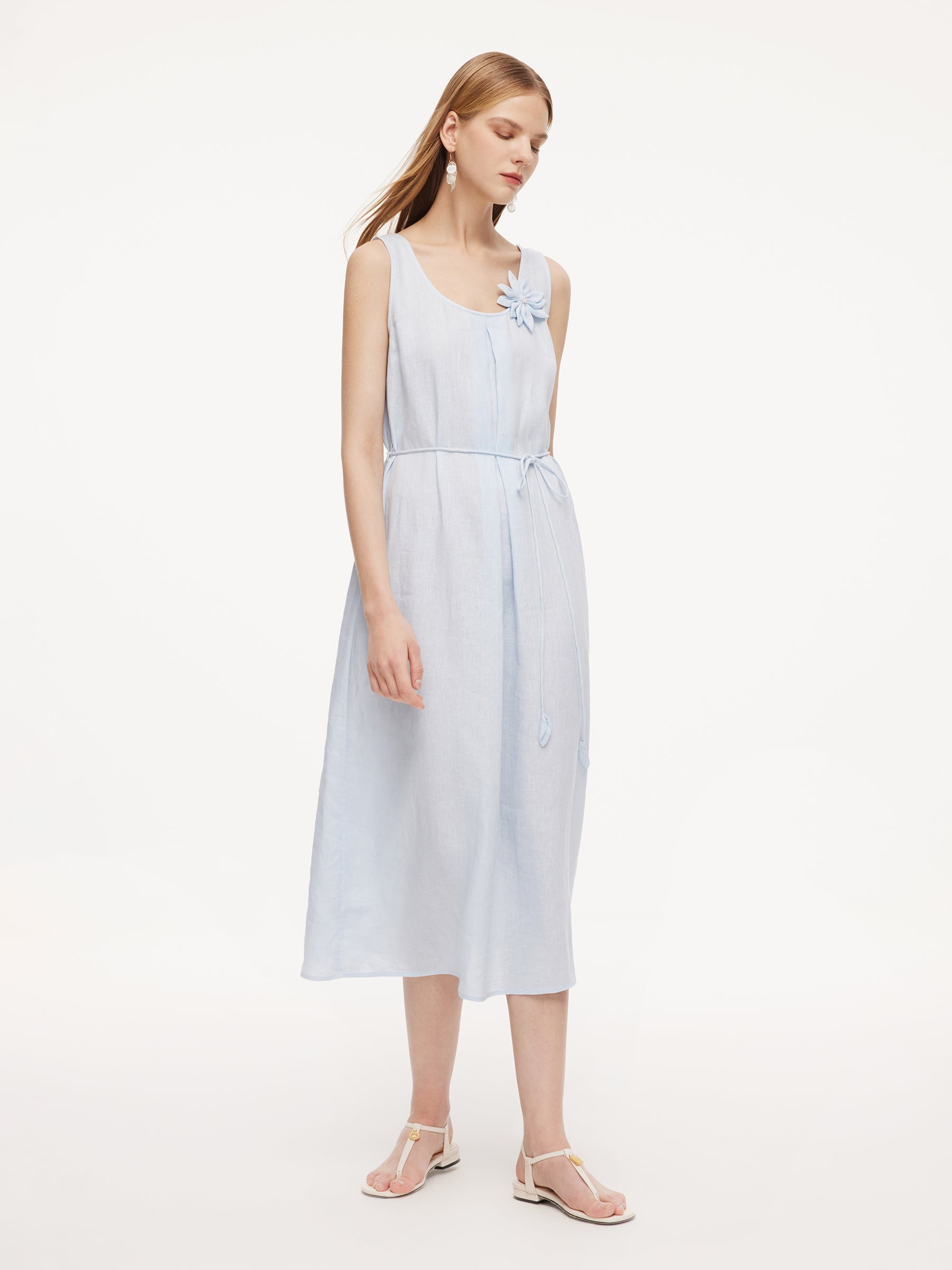 Linen U-Neck Dress