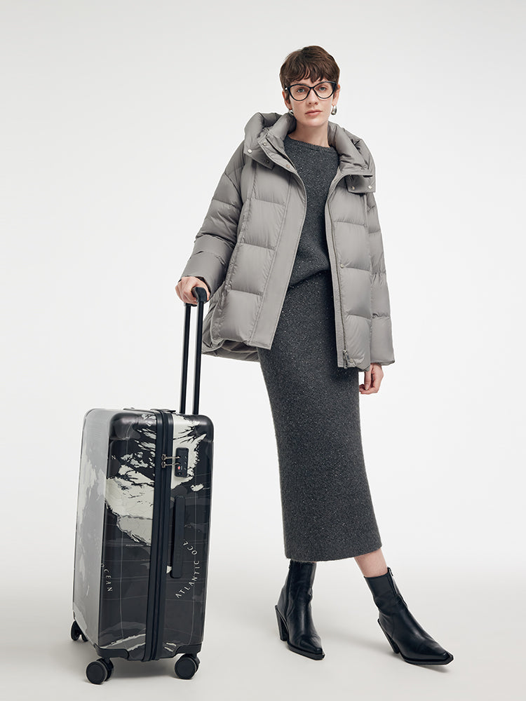 Matte Gray Cocoon Down Jacket