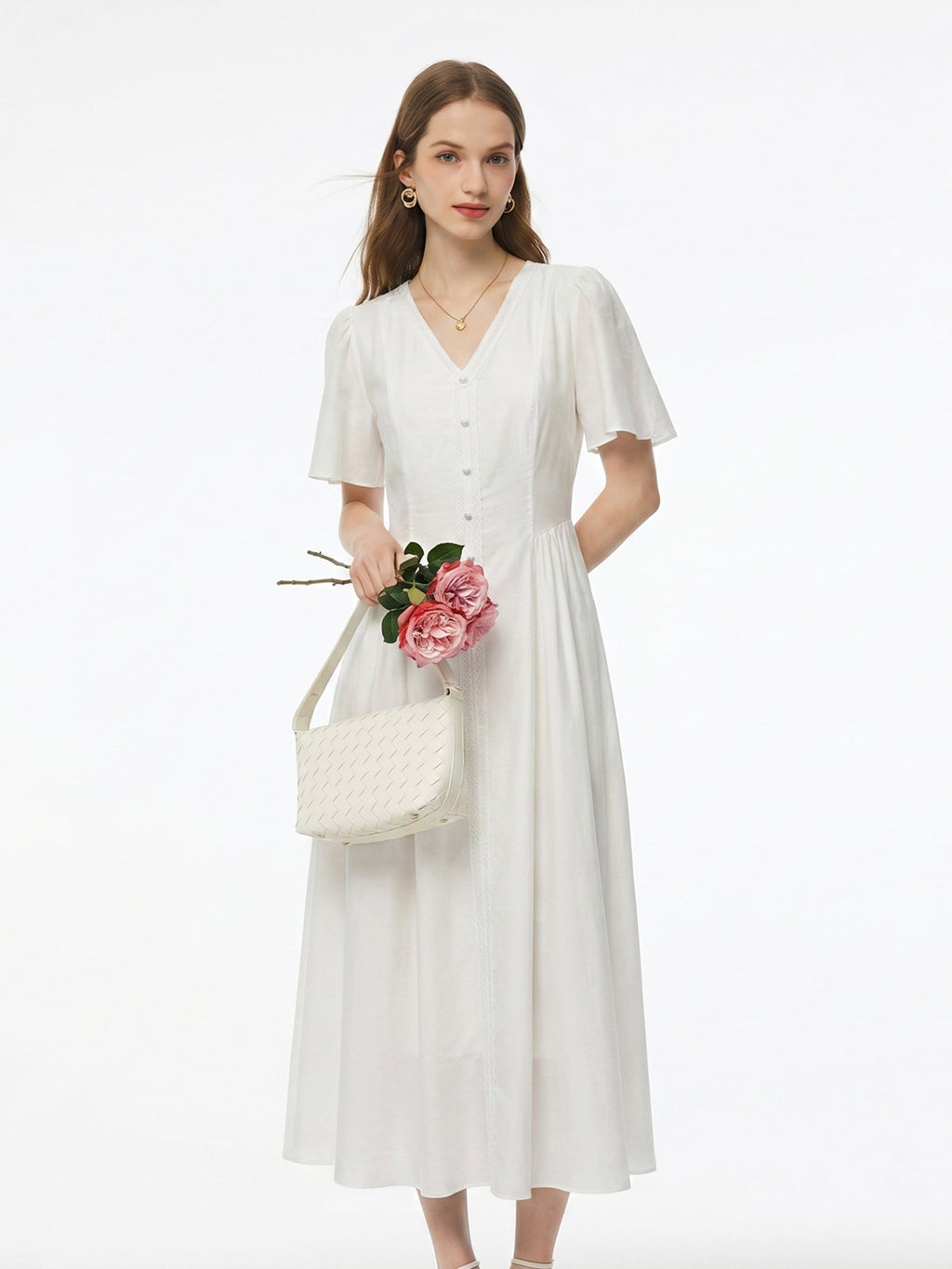 Tencel V-Neck Maxi Dress