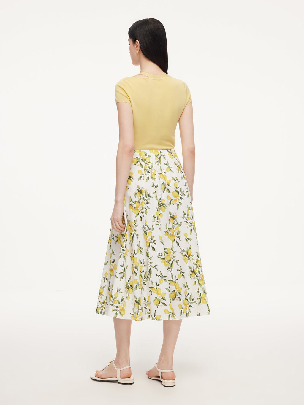Lemon Print A-Line Skirt