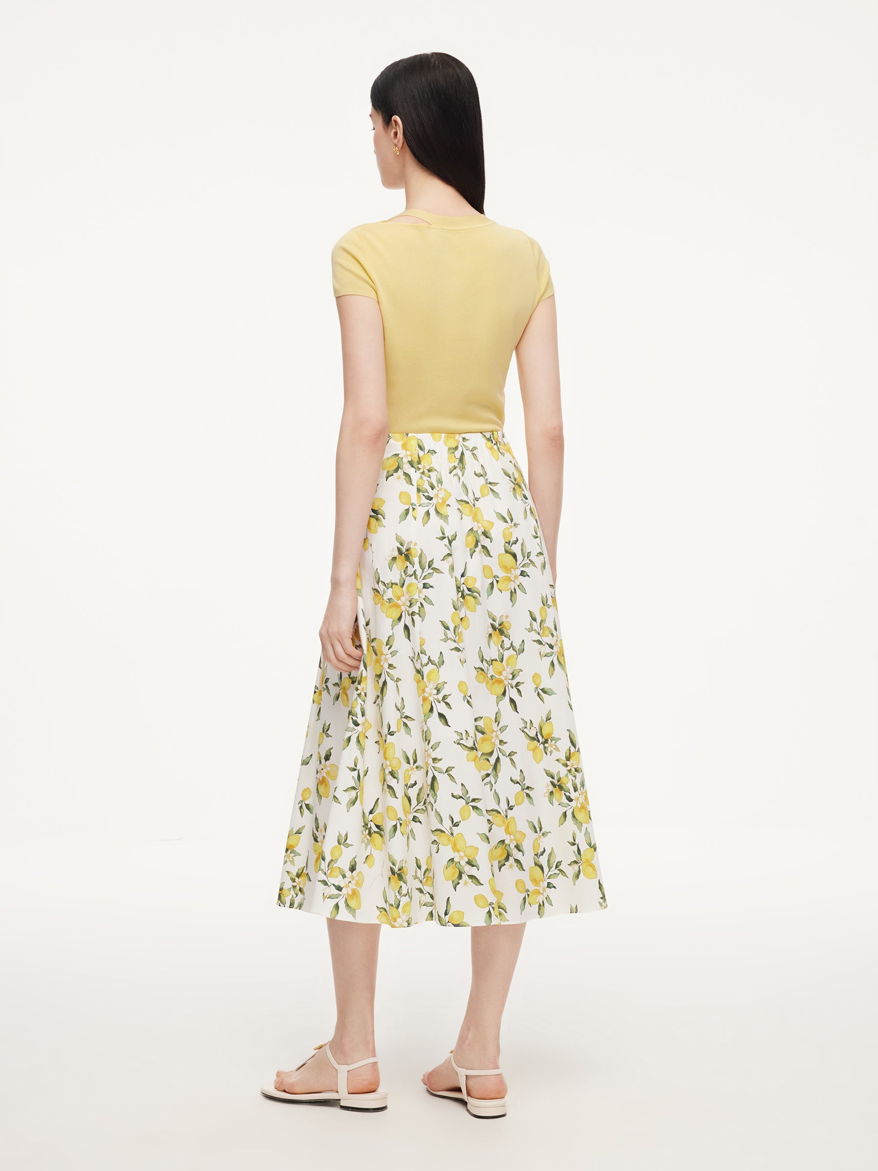 Lemon Print A-Line Skirt