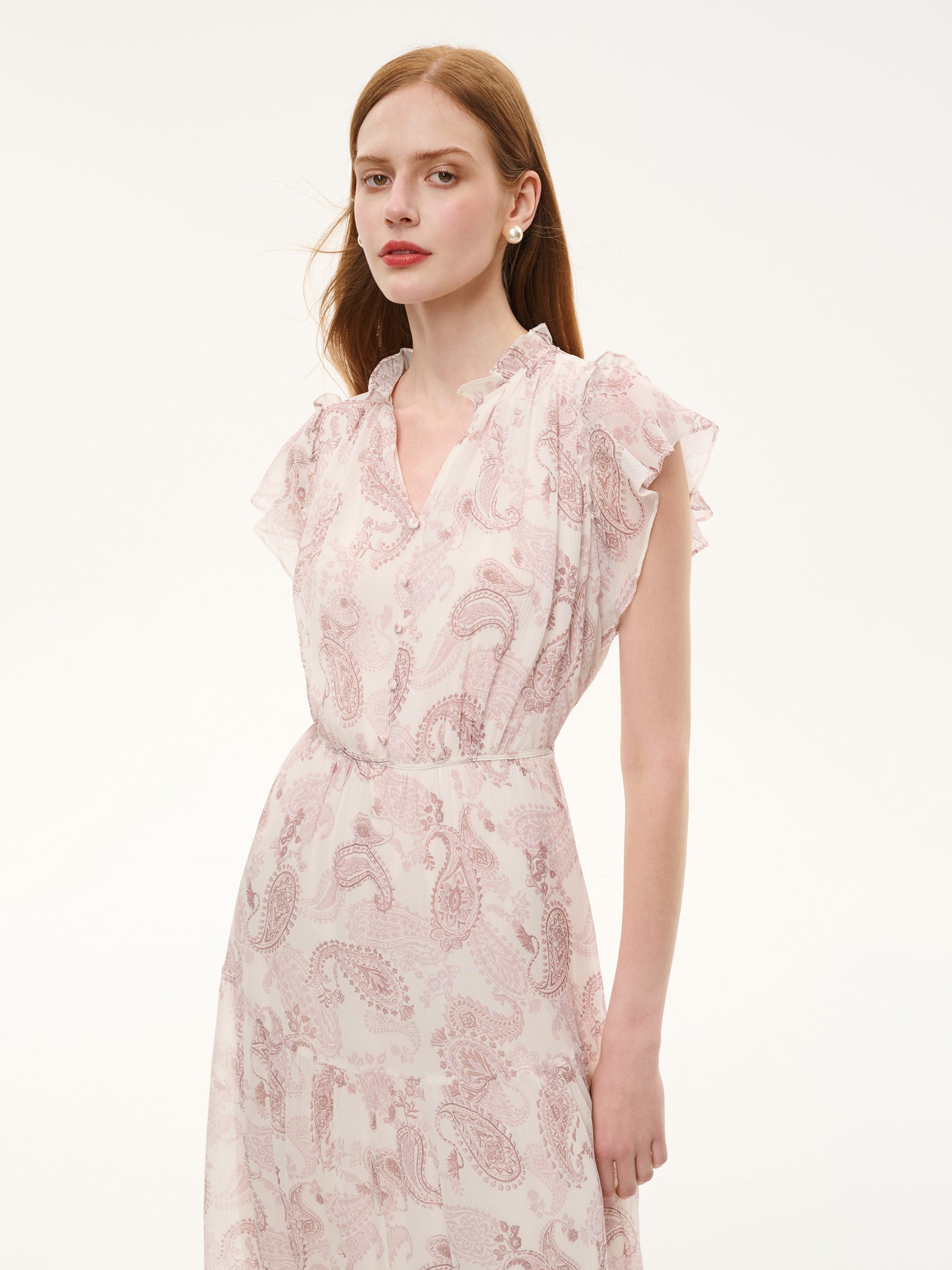Back-Tie Ruffle Sleeve Dress