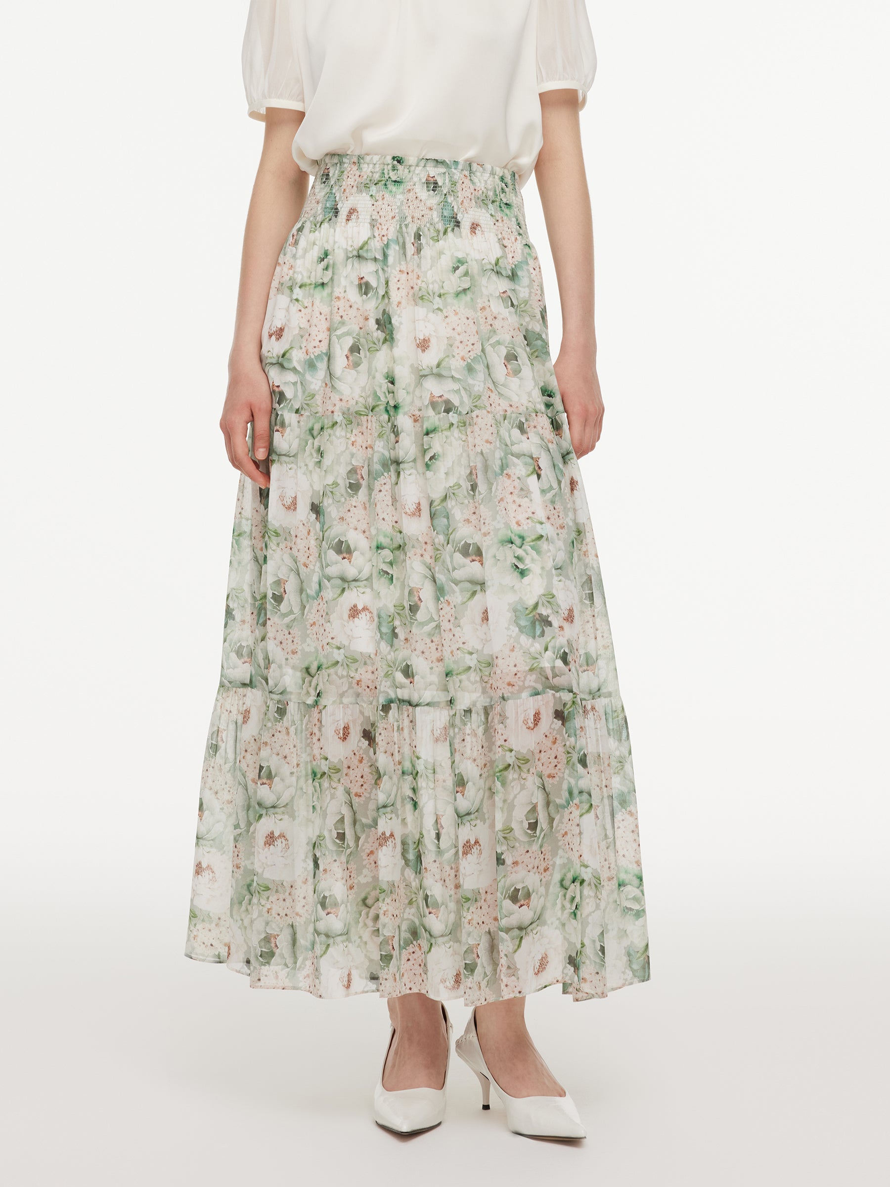 Mulberry Silk Floral A-Line Skirt