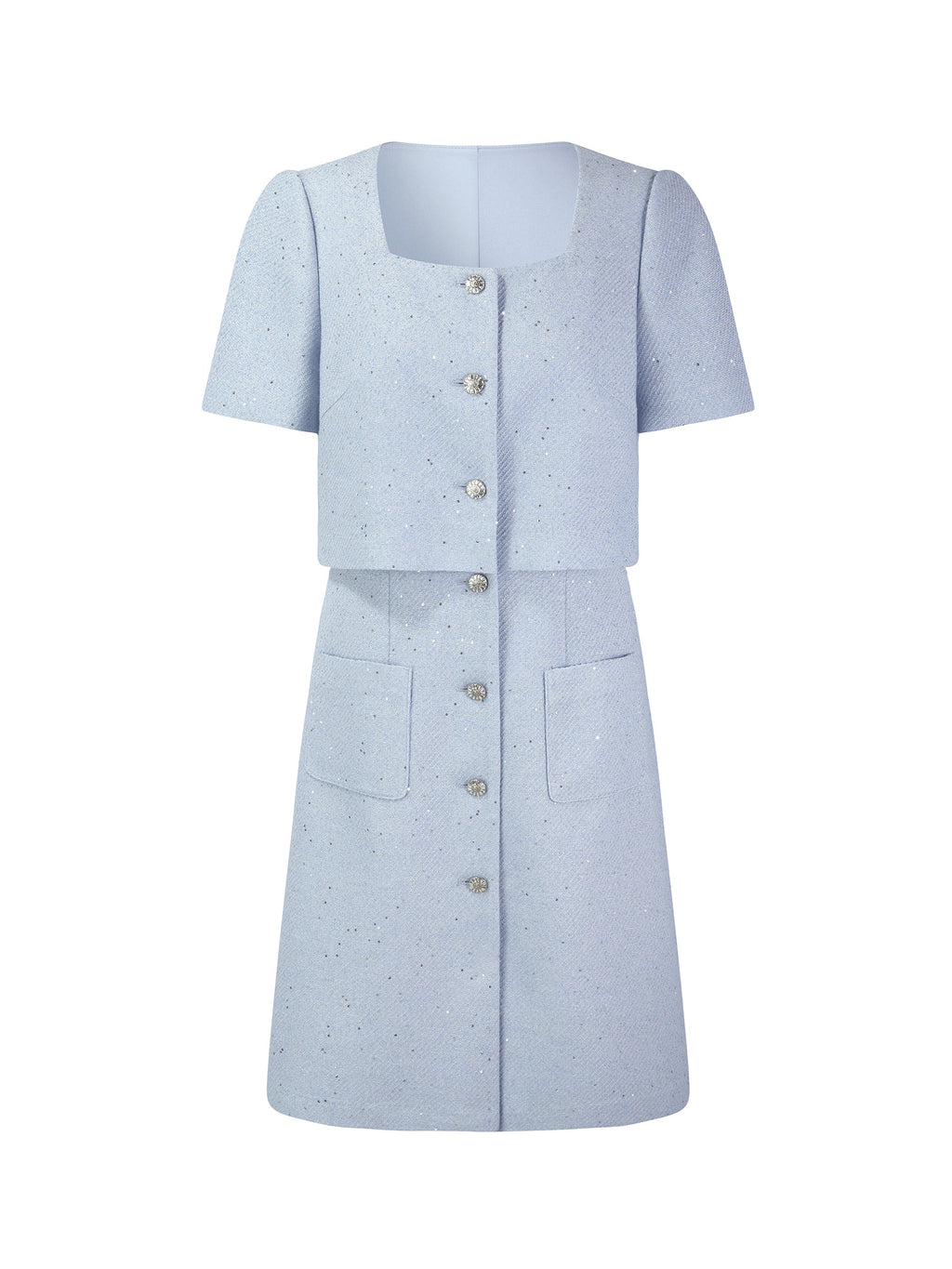 Sequin Acetate Tweed Dress