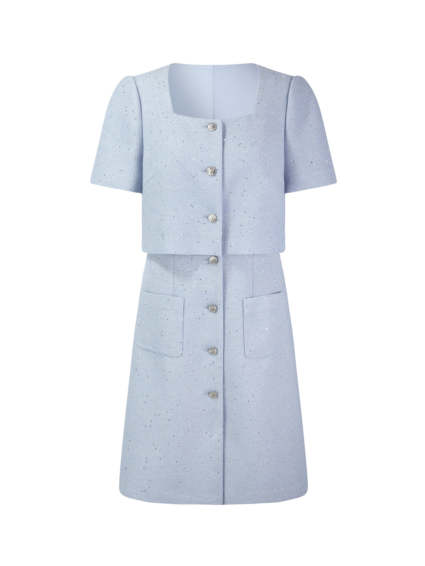 Sequin Acetate Tweed Dress