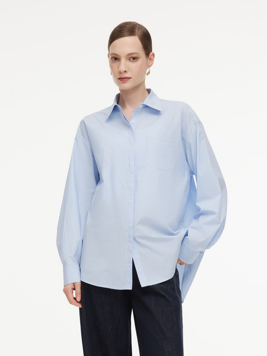 Oversized Letter Embroidered Shirt