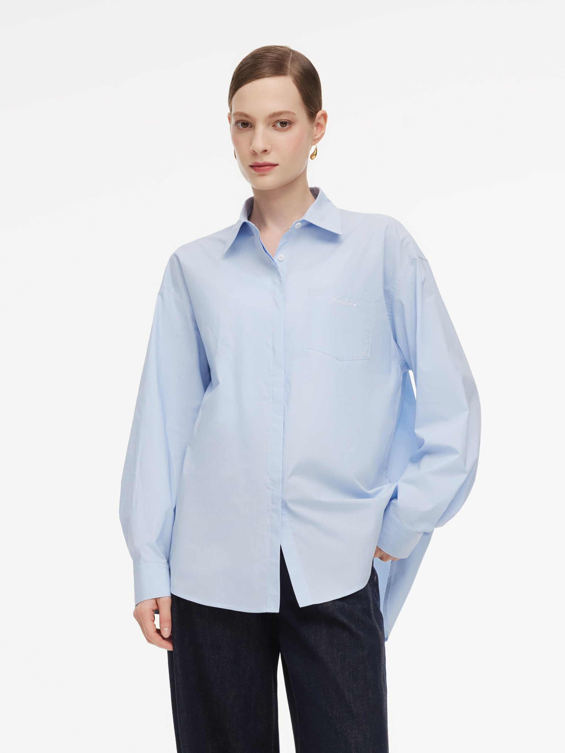 Oversized Letter Embroidered Shirt