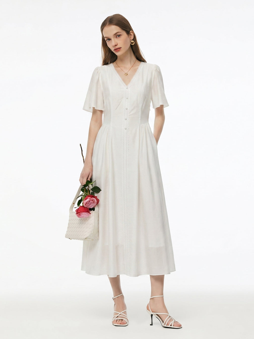 Tencel V-Neck Maxi Dress