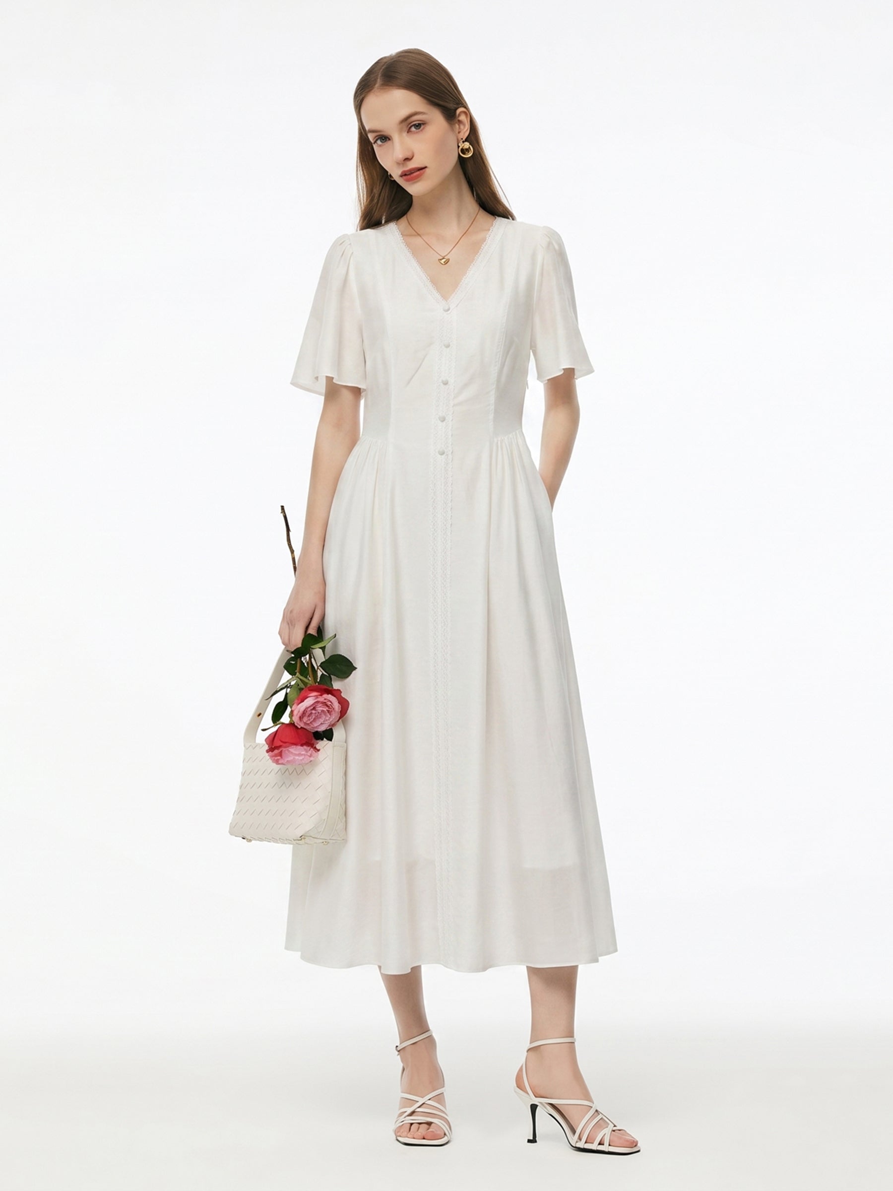 Tencel V-Neck Maxi Dress
