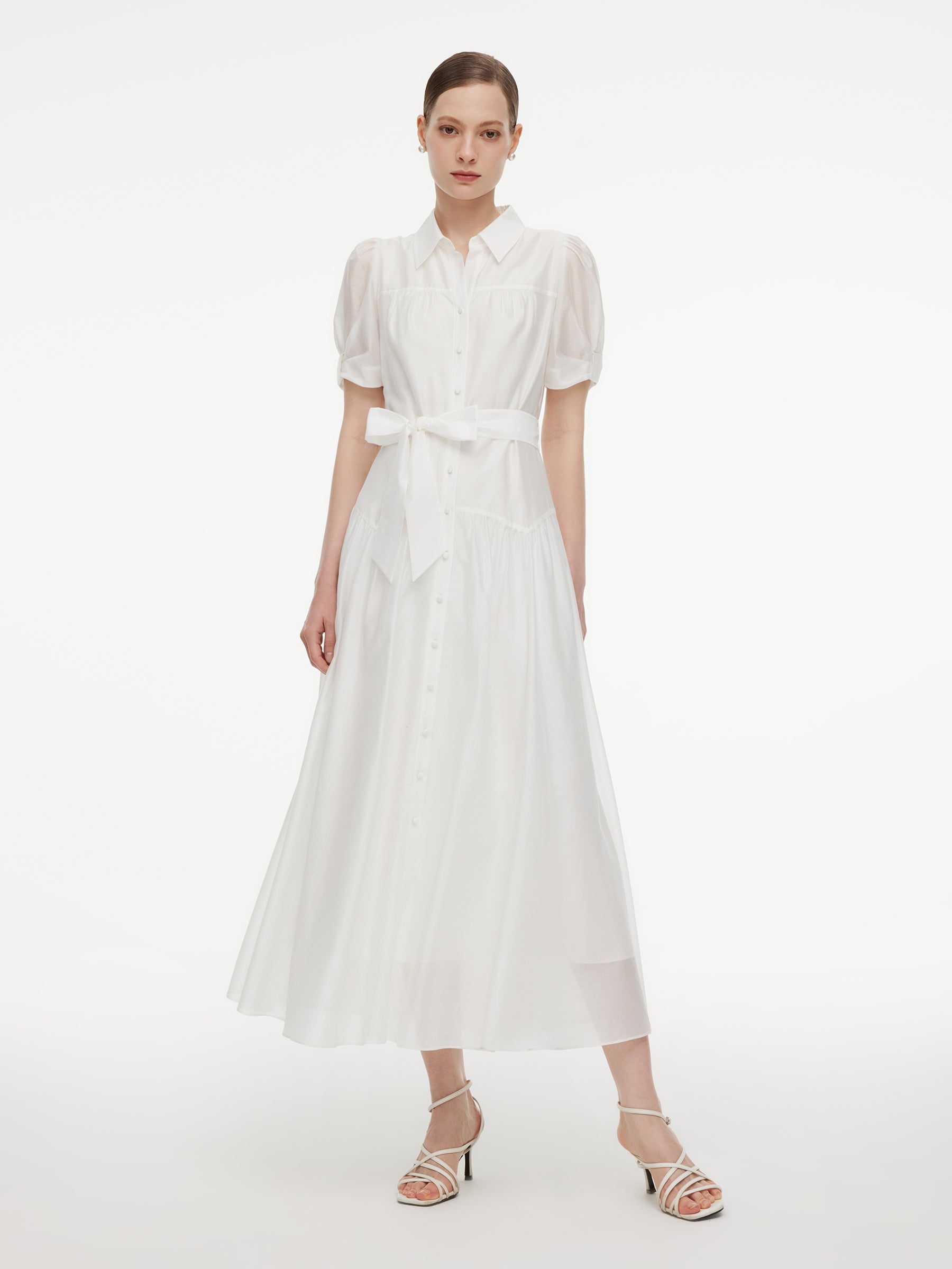High-Waist A-Line Shirt Dress