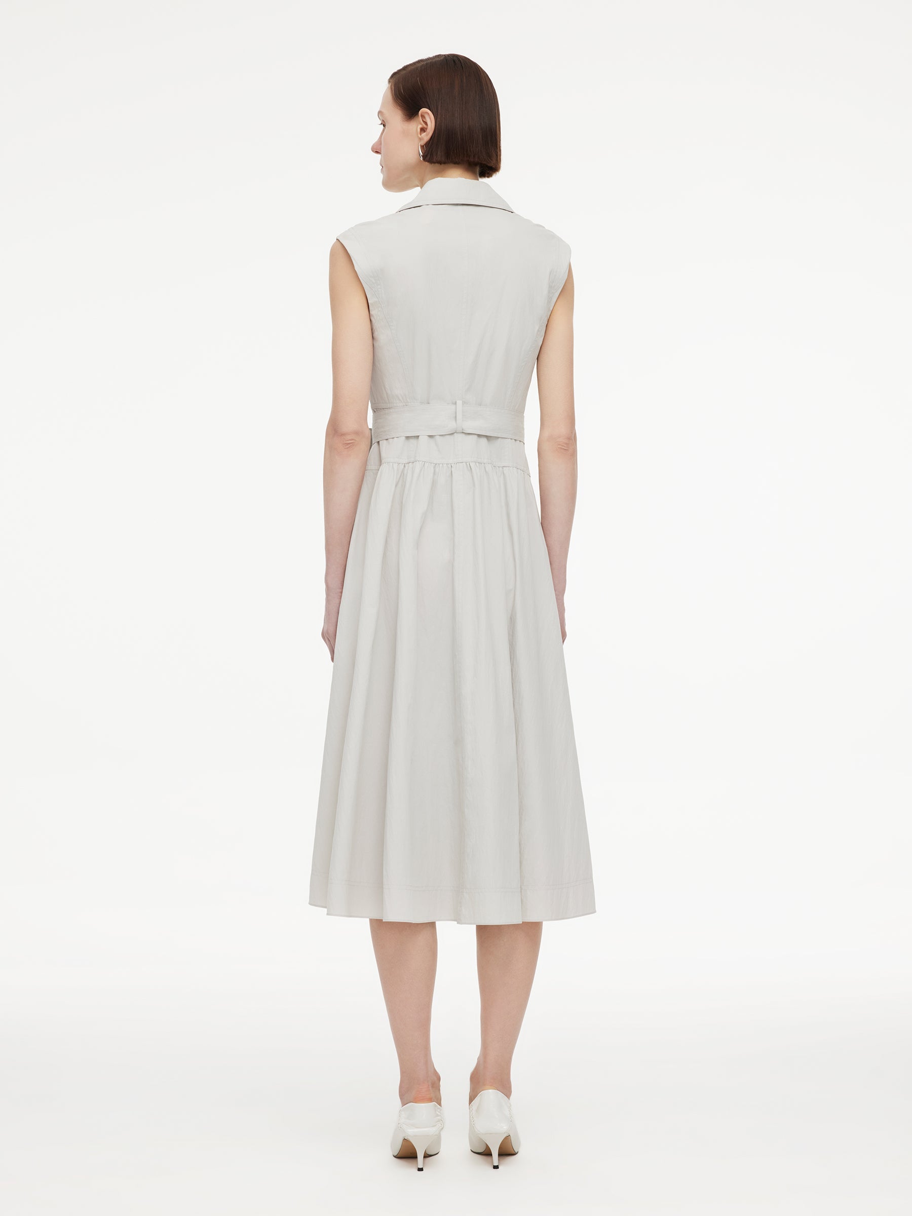 Lapel Sleeveless Shirt Dress