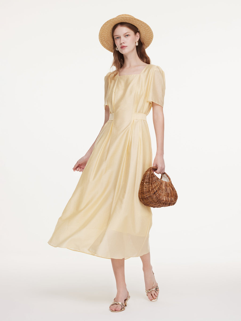 Square Neck Gathered Dress