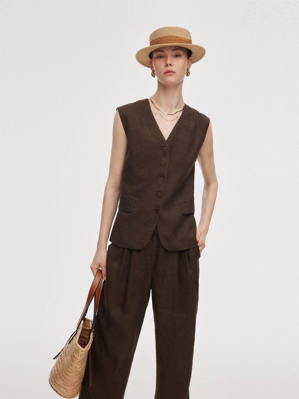 Linen Slim Fit Vest