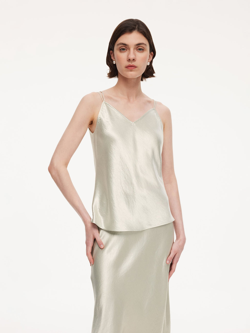 Acetate Bias-Cut V-Neck