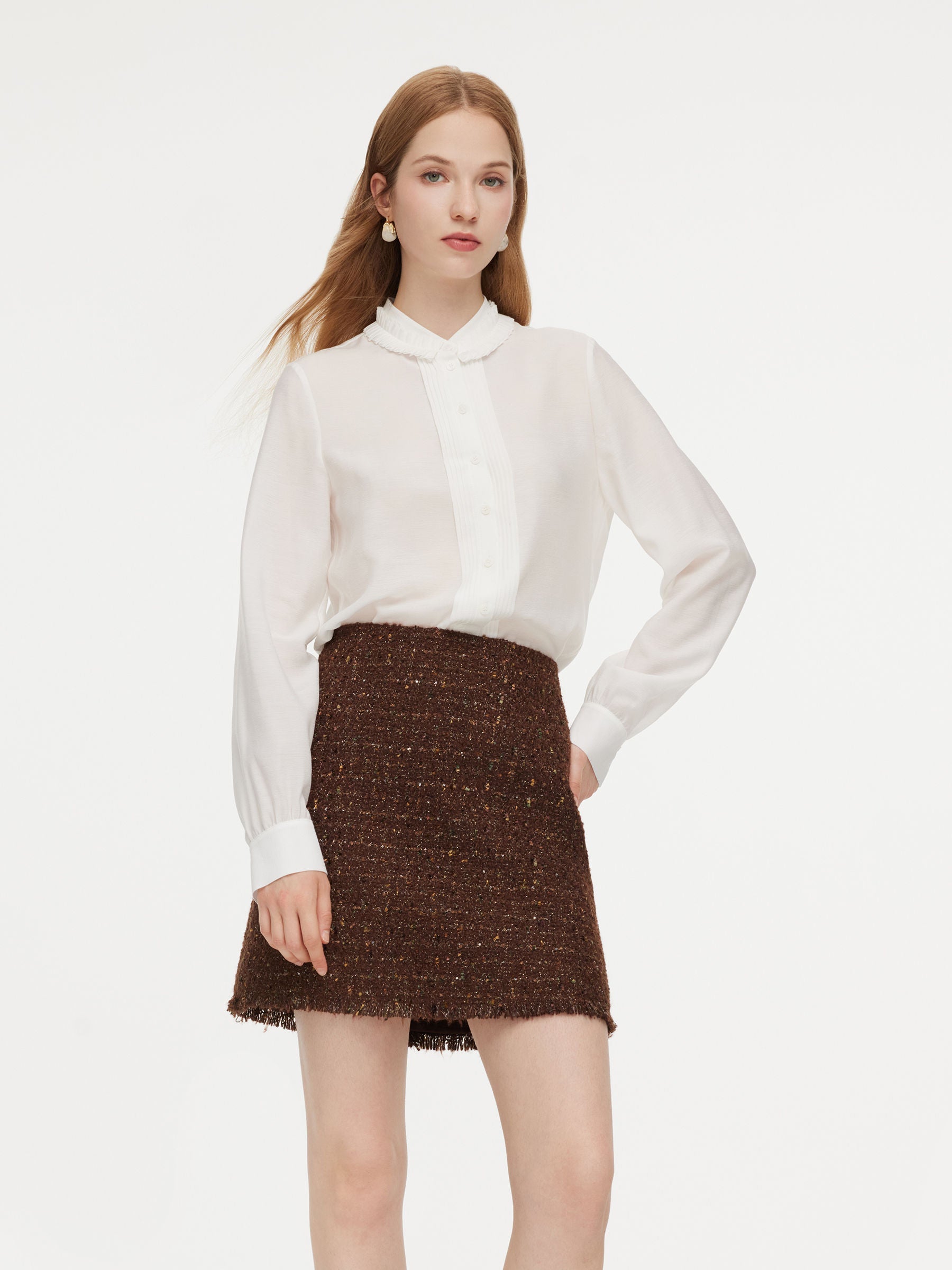 Pleated Acetate White Shirt