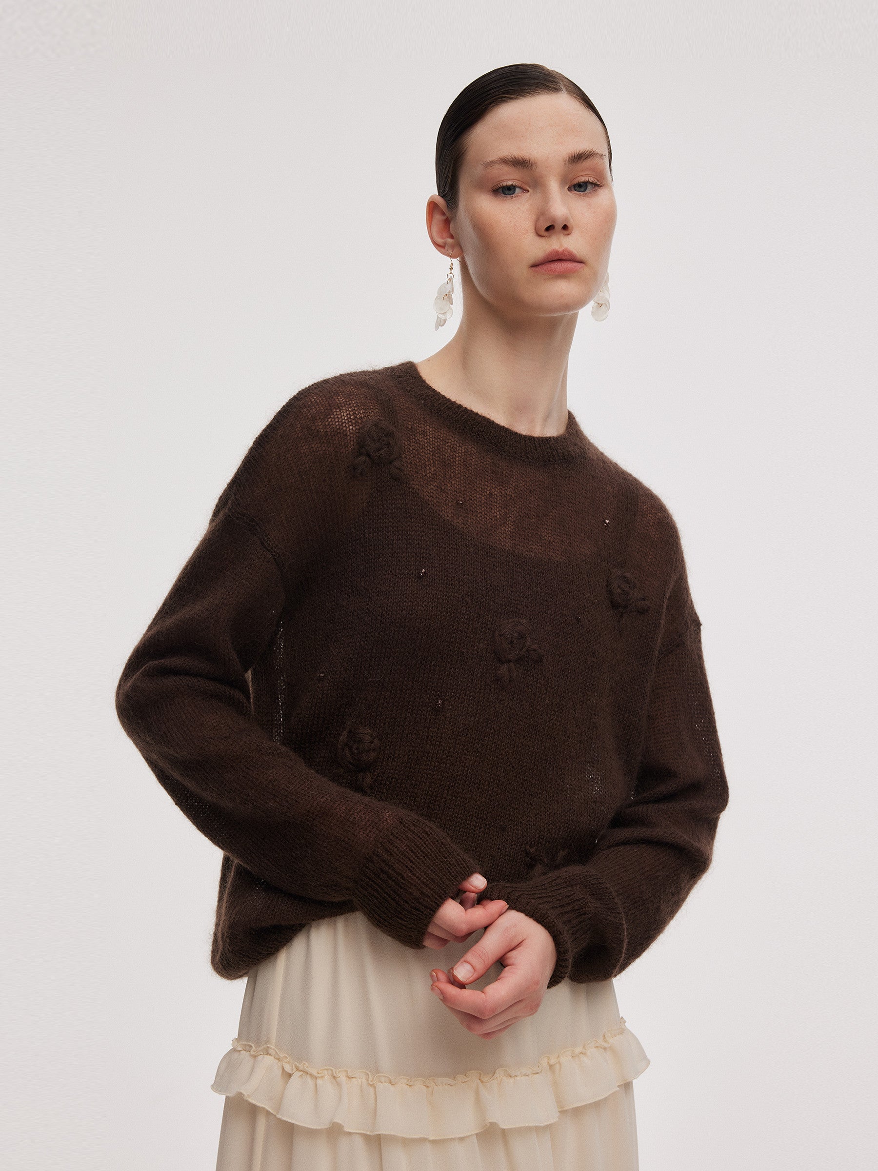 Mohair-Wool Crochet Sweater