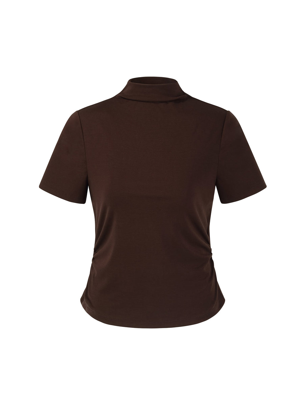 Tencel Mock Neck Ruched Top