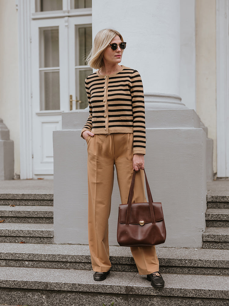 Wool Striped French Cardigan