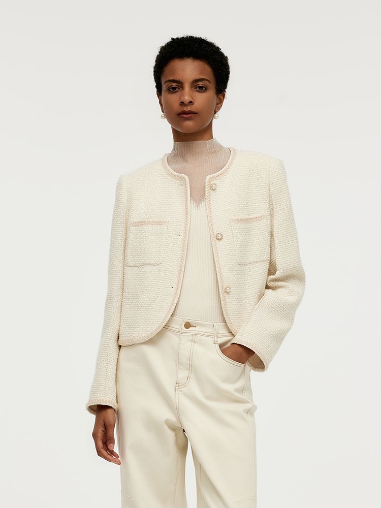 Boxy Sequin Tweed Jacket