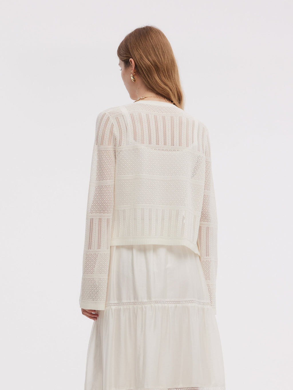 Tencel Openwork V-Neck Cardigan