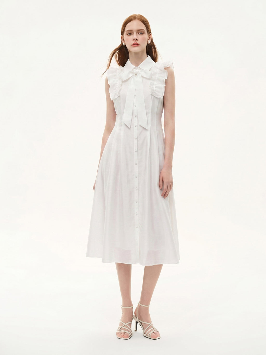 Lyocell Cinched Ruffle Dress