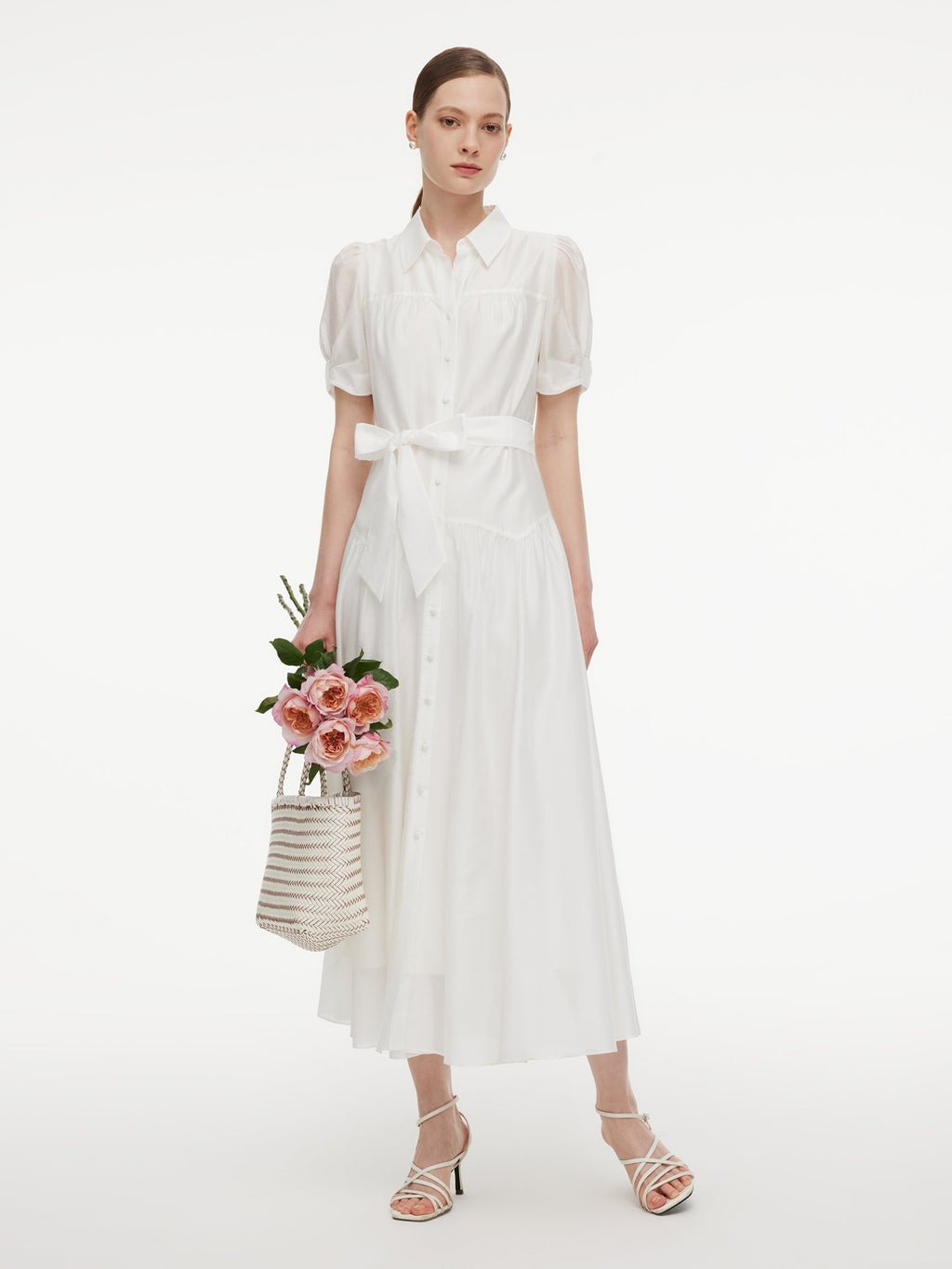 High-Waist A-Line Shirt Dress