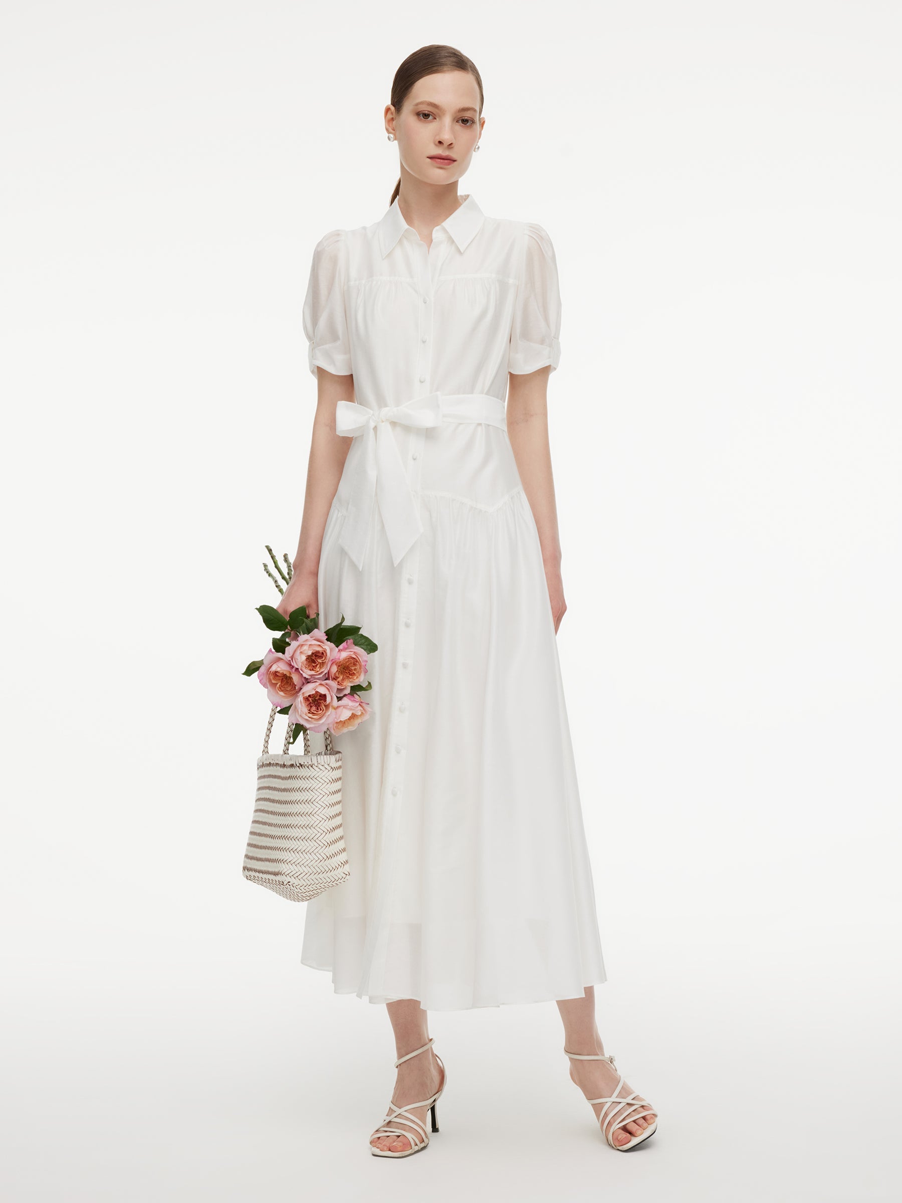 High-Waist A-Line Shirt Dress