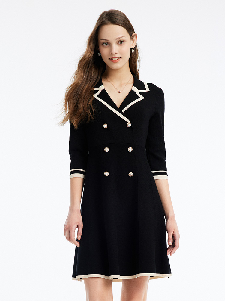 Tencel Blend Double-Breasted Mini Dress