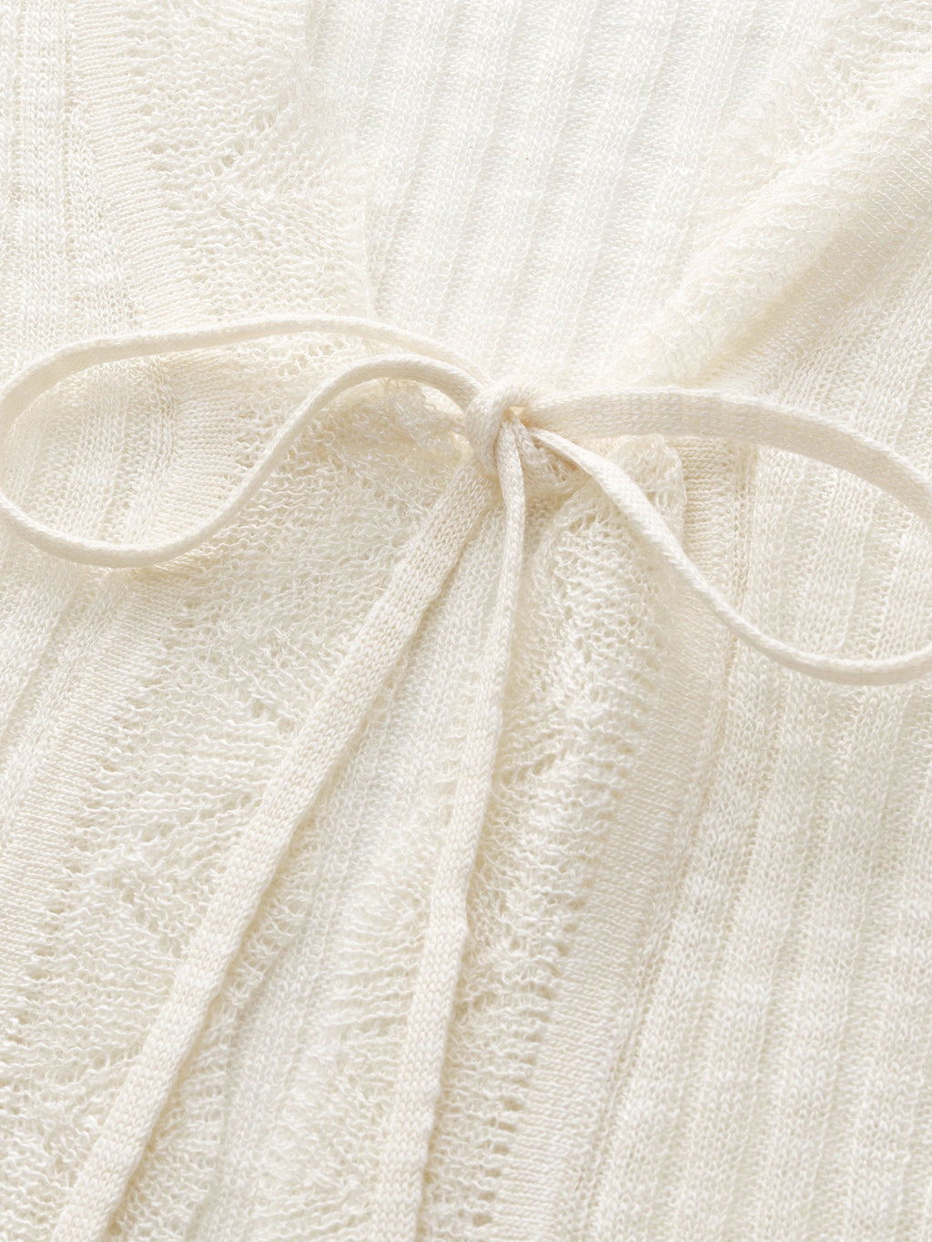 Wavy Trim Tie-Front Cardigan