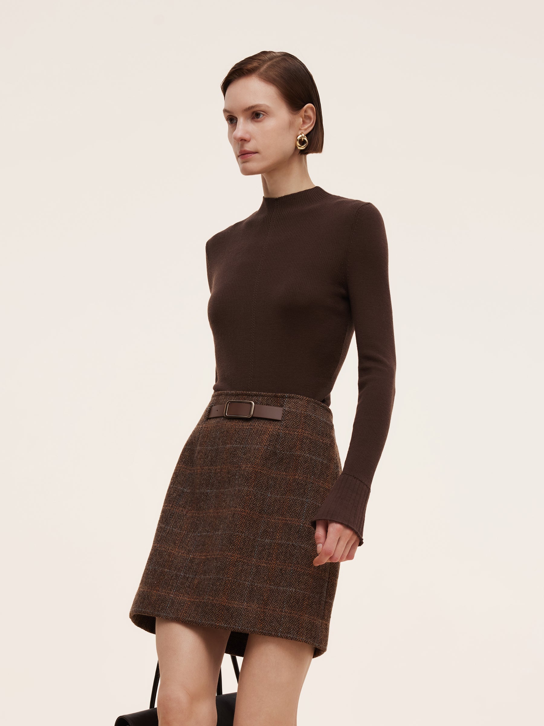 Mock Neck Slim Fit Wool Top