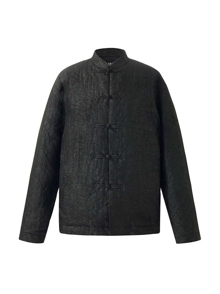 Mandarin Collar Frog Button Silk Jacket
