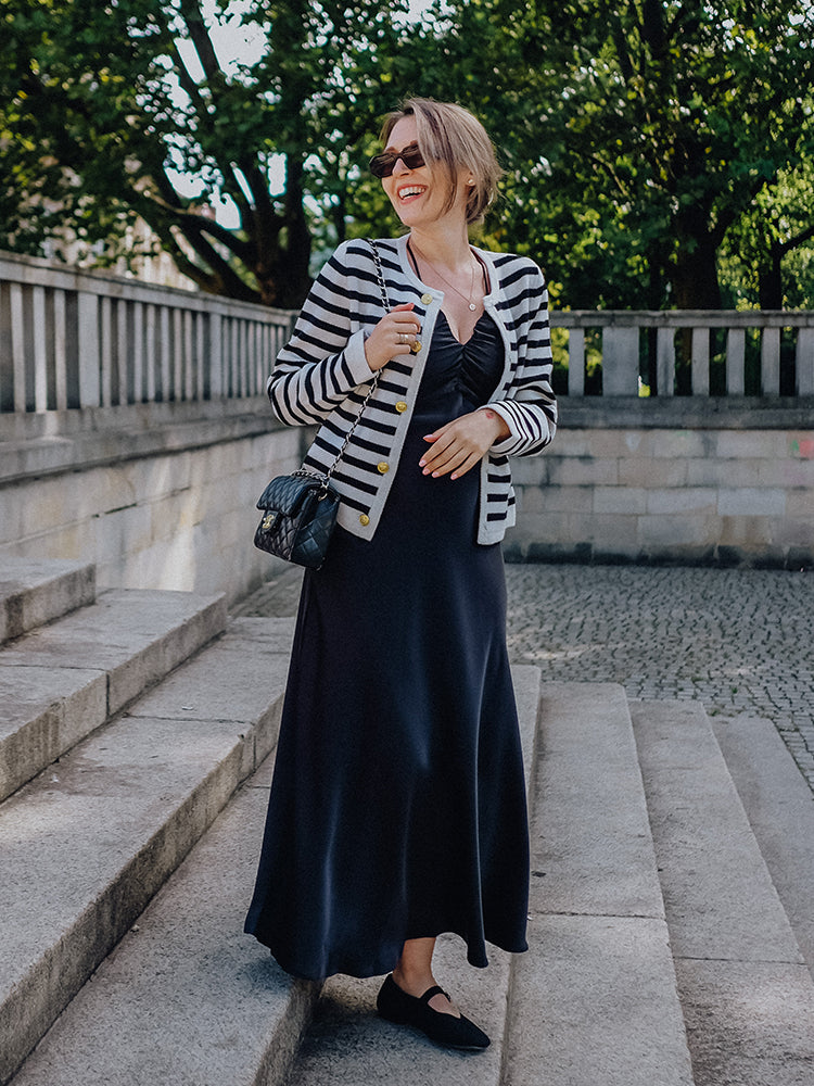 Wool Striped French Cardigan