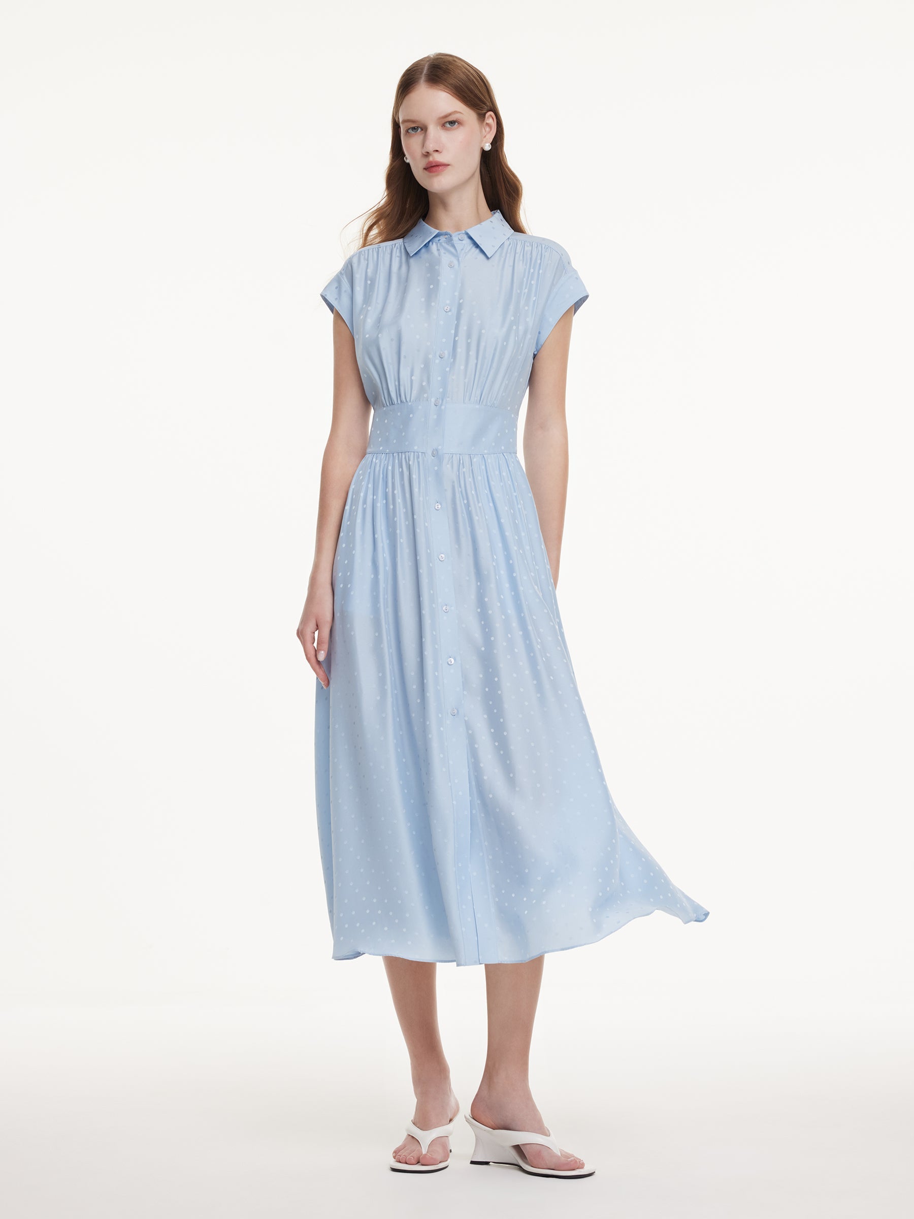 Mulberry Silk Polka Dot Shirt Dress