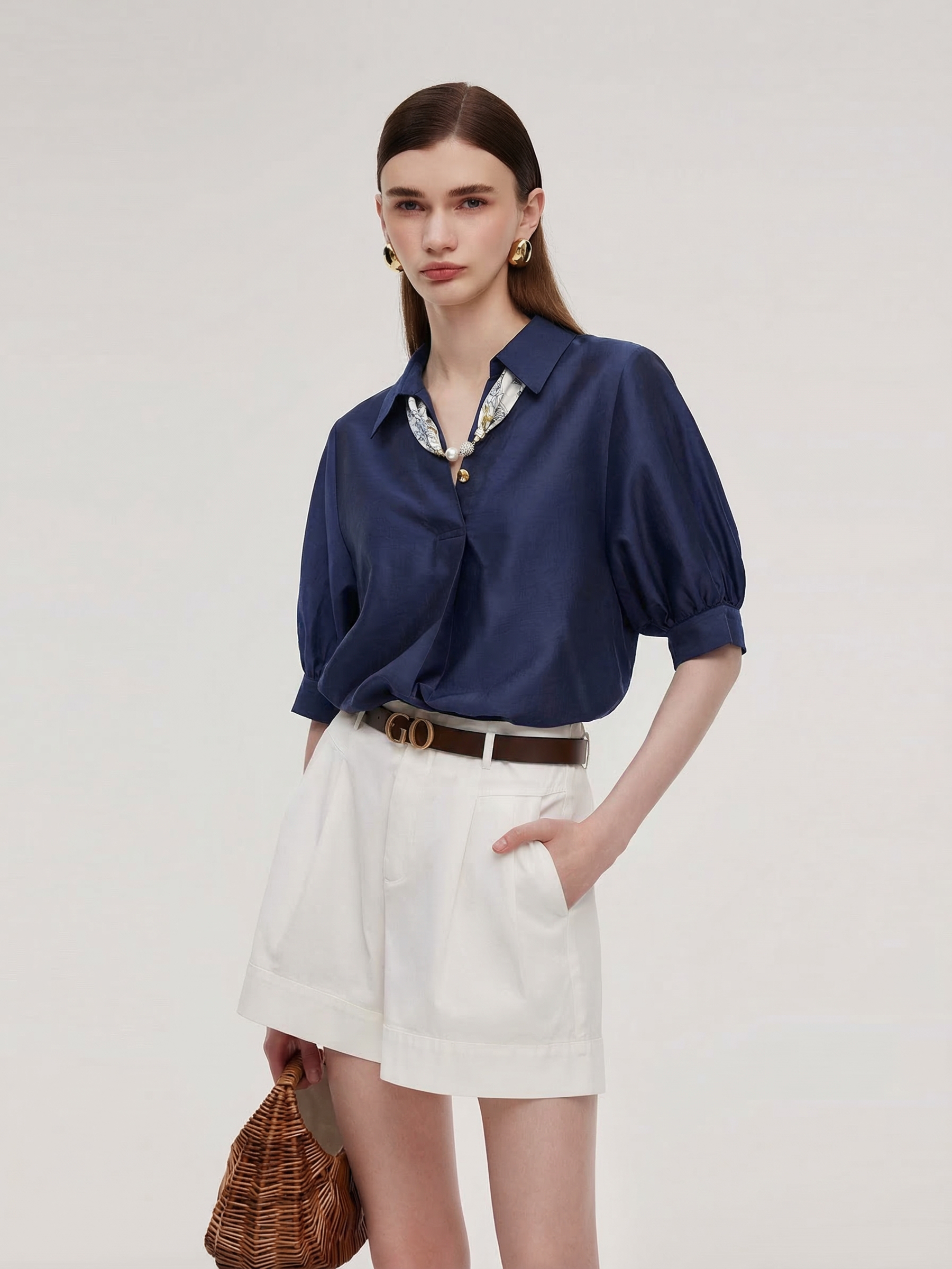 Tencel Loose Scarf Blouse
