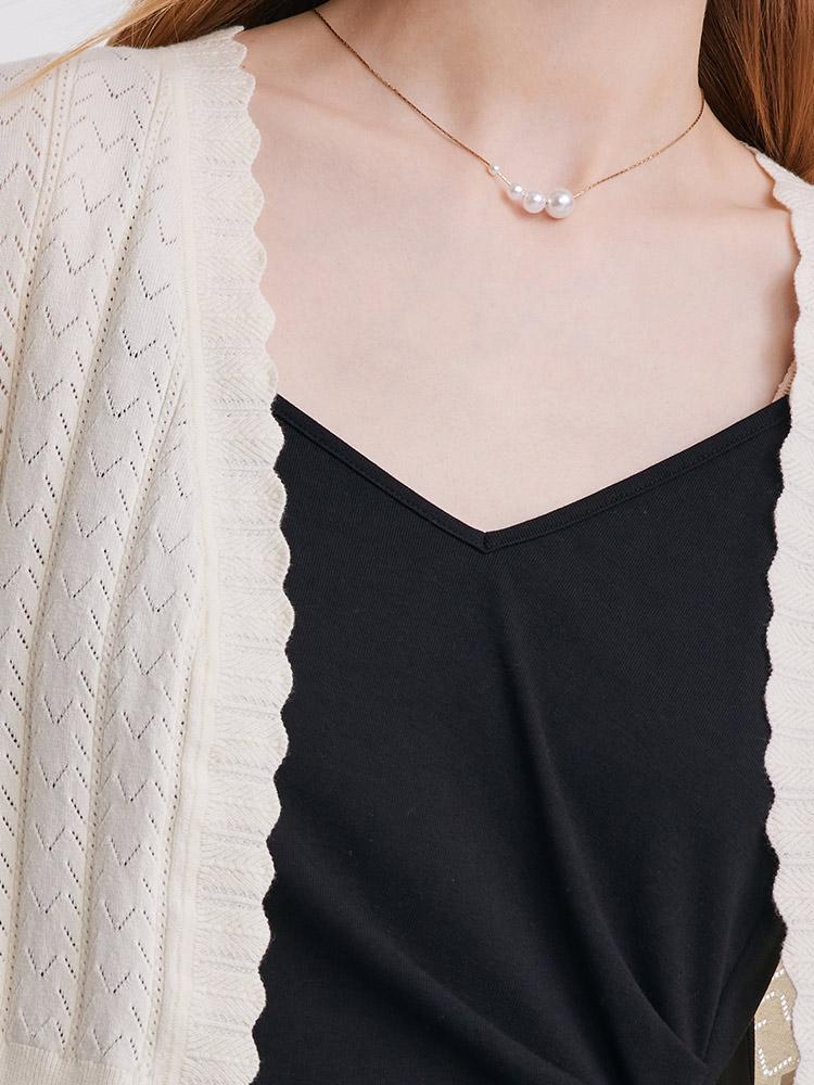 Hollow Jacquard Cardigan Set