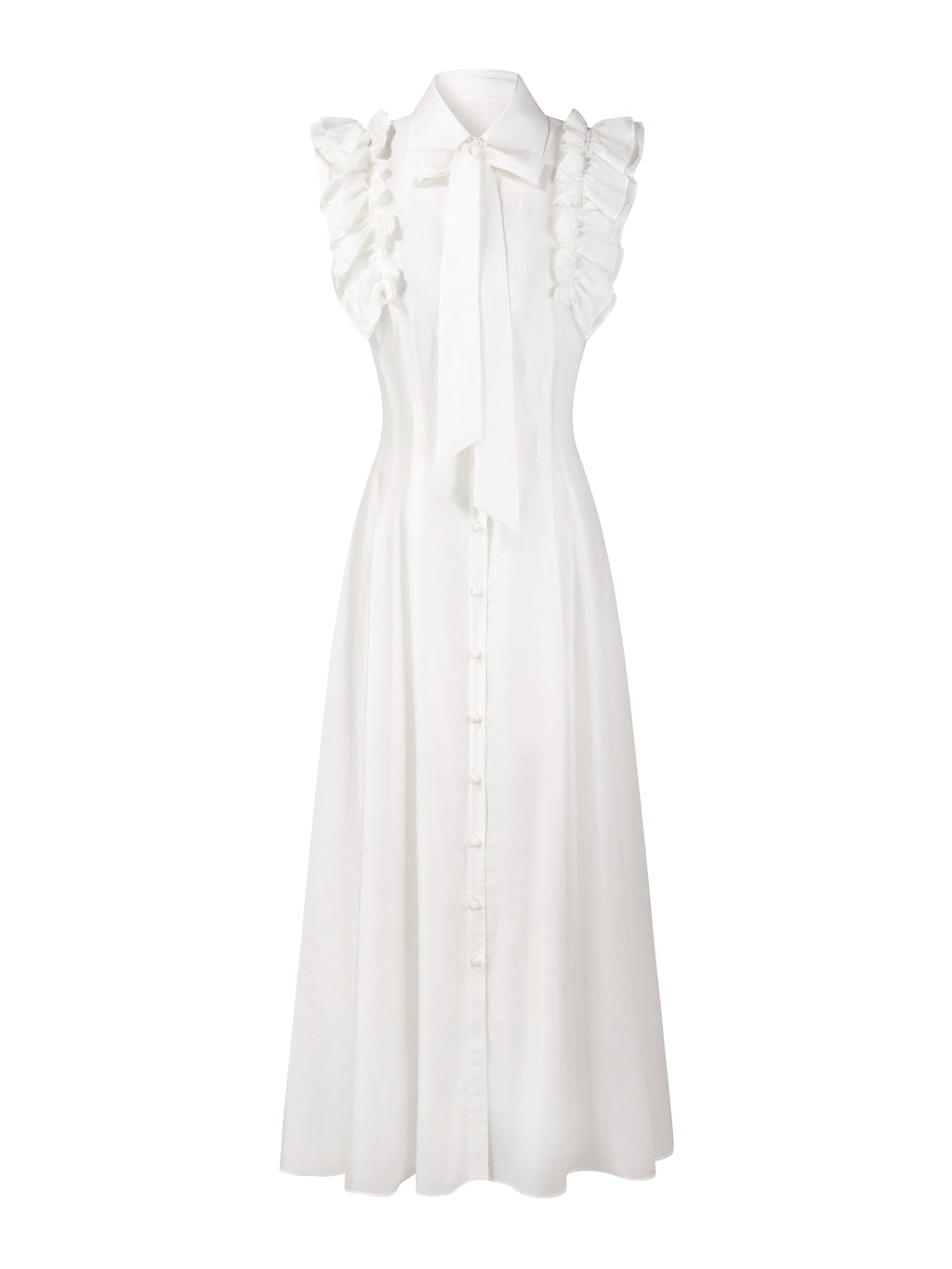 Lyocell Cinched Ruffle Dress