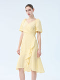 Cotton Wrap V-Neck Midi Dress