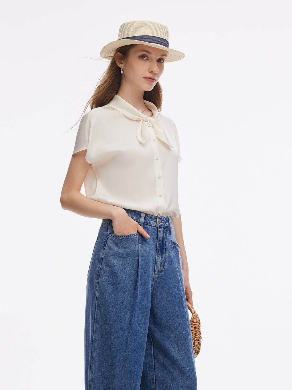 French Bow Tie Neck Shirt