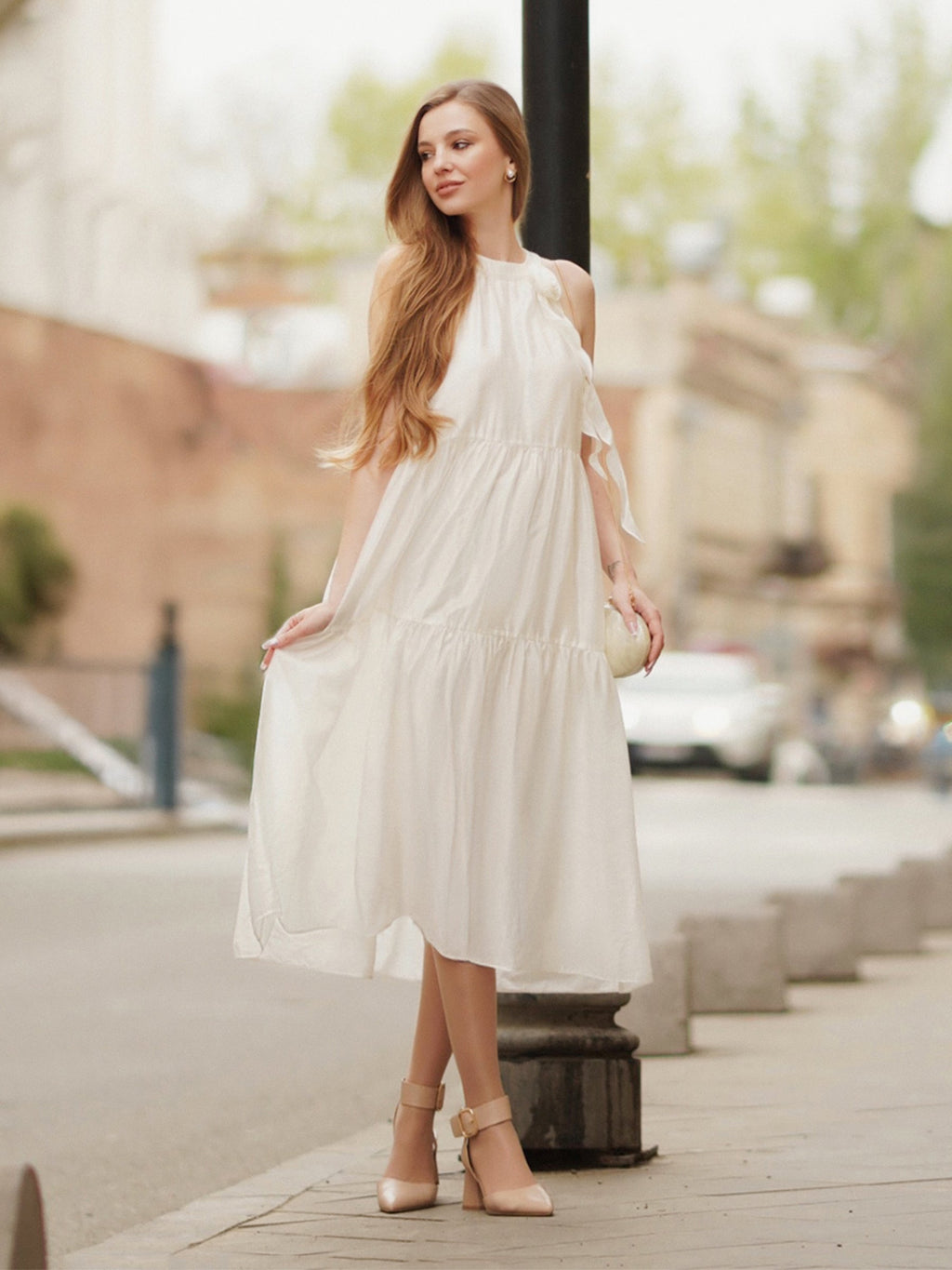 Tencel Halter Romantic Dress