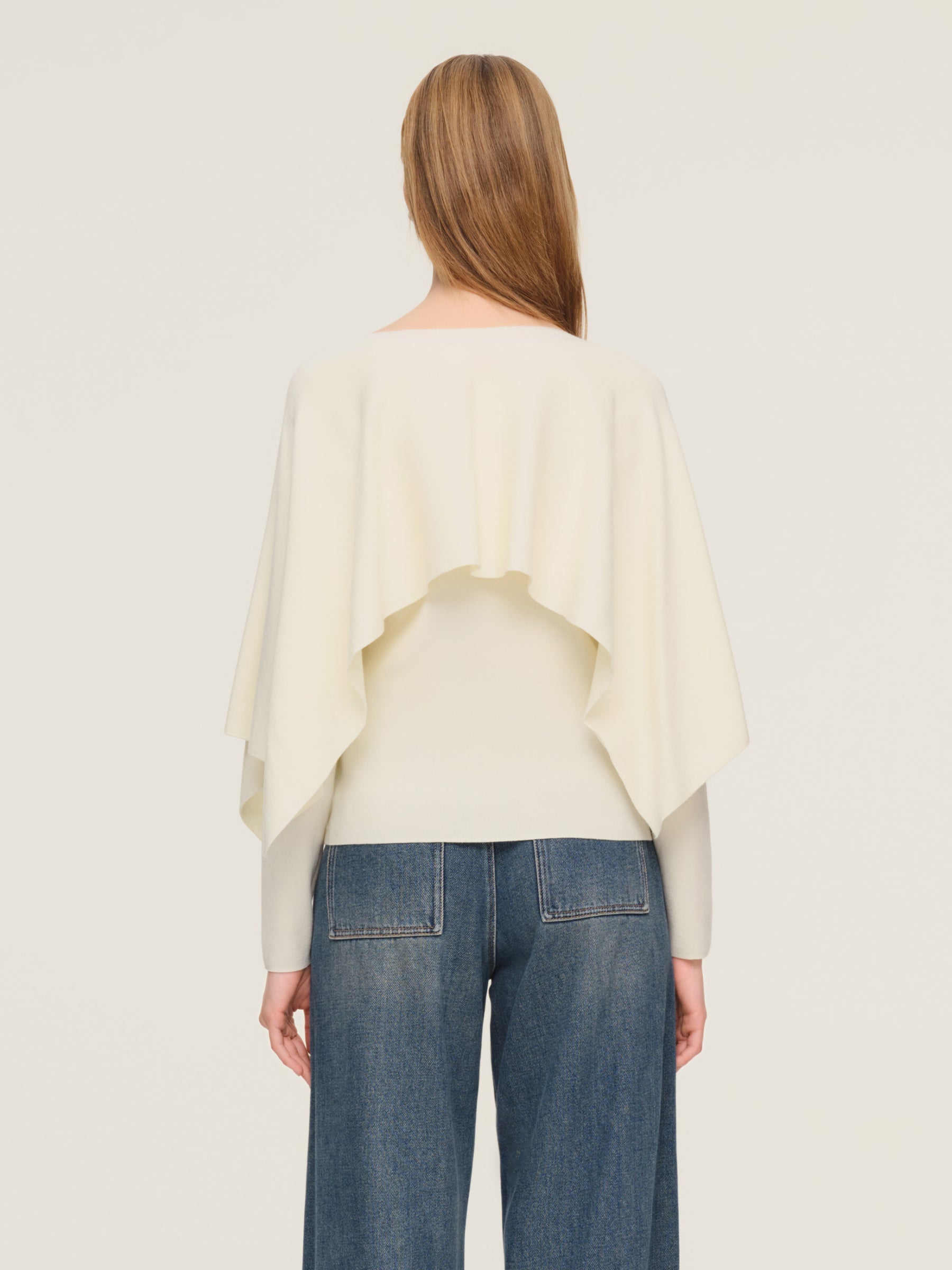 Tencel-Wool Cape Knit Top