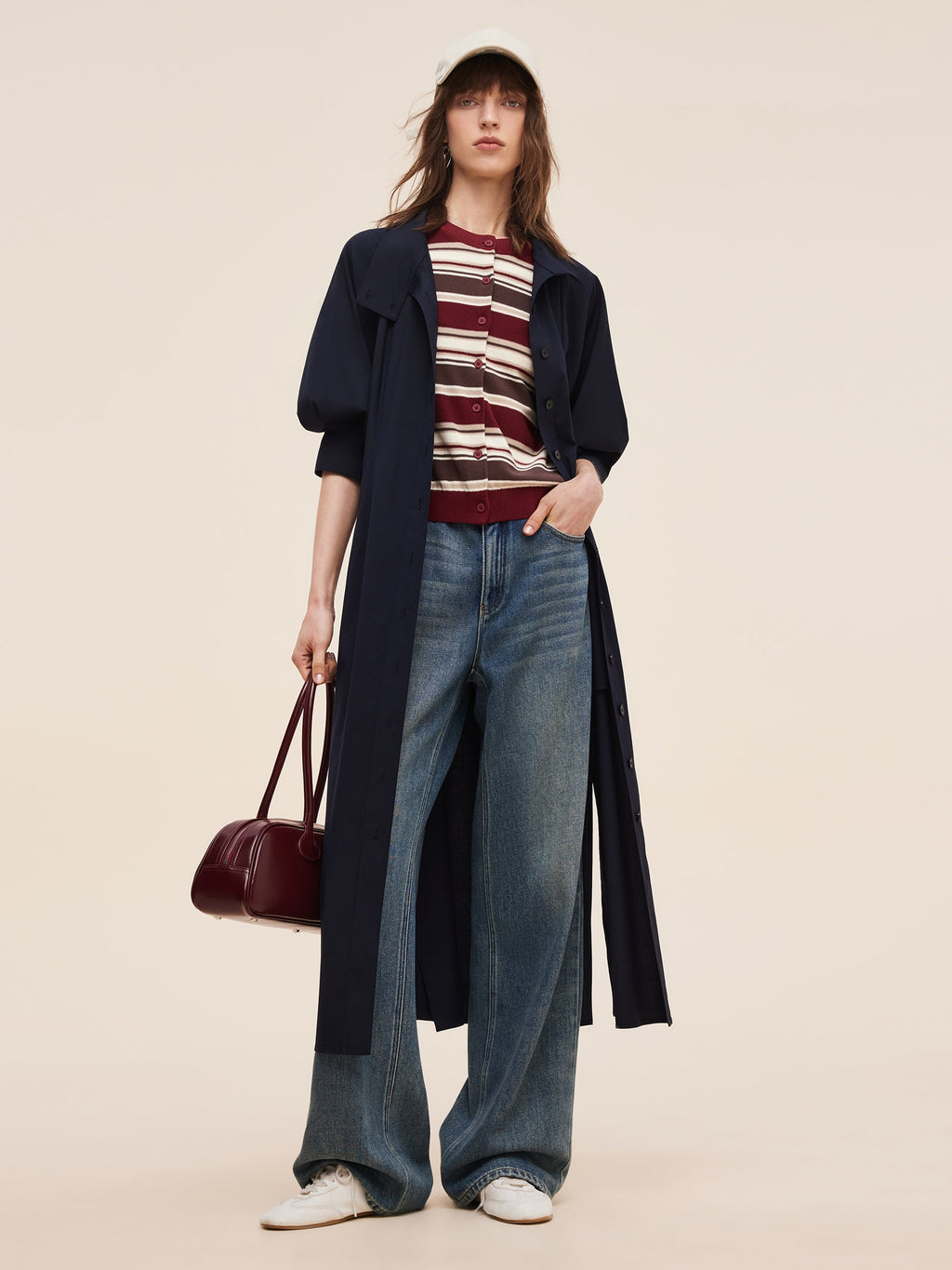 Adjustable Collar Trench Coat