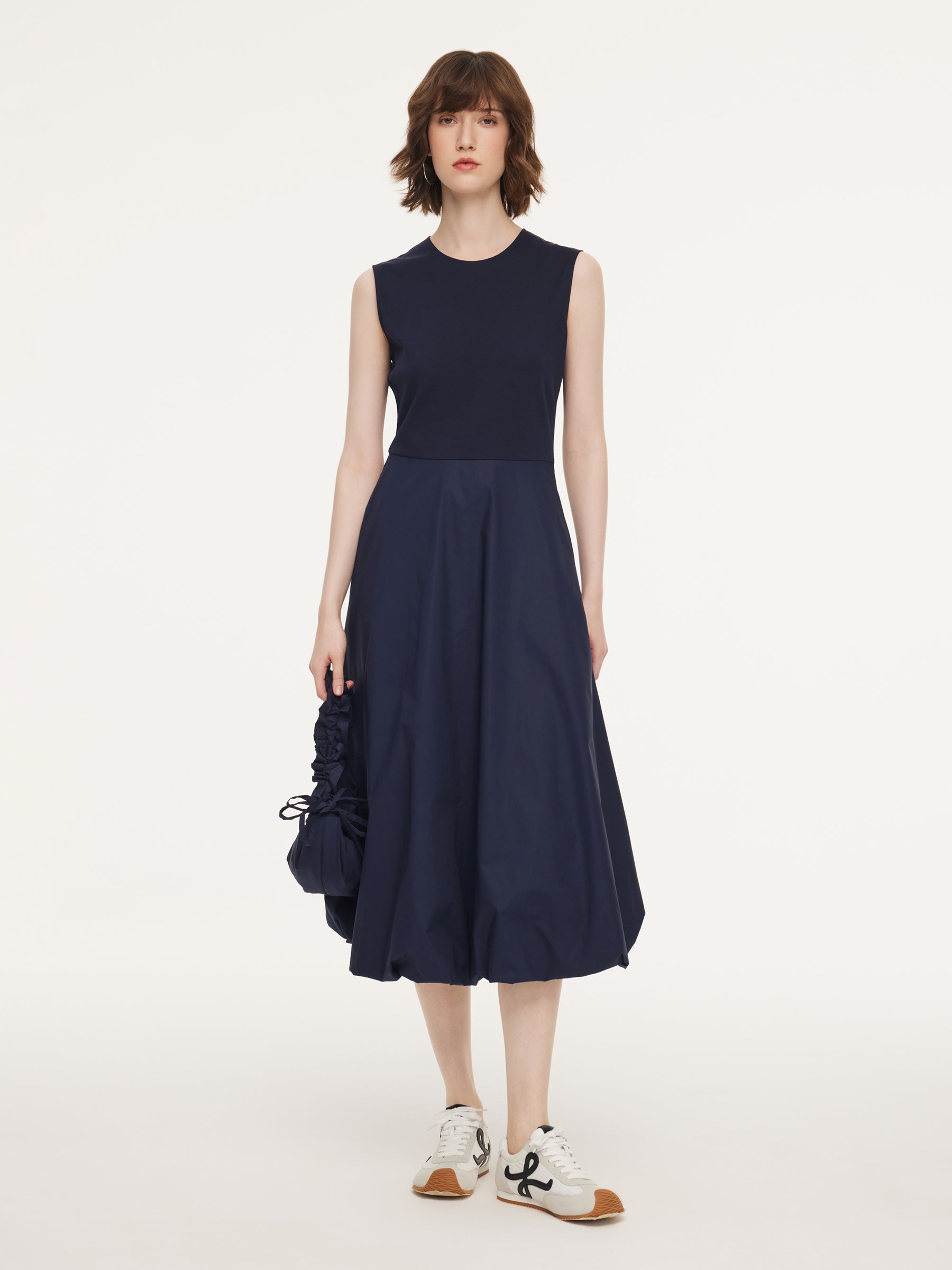 Dark Navy Bubble Hem Dress