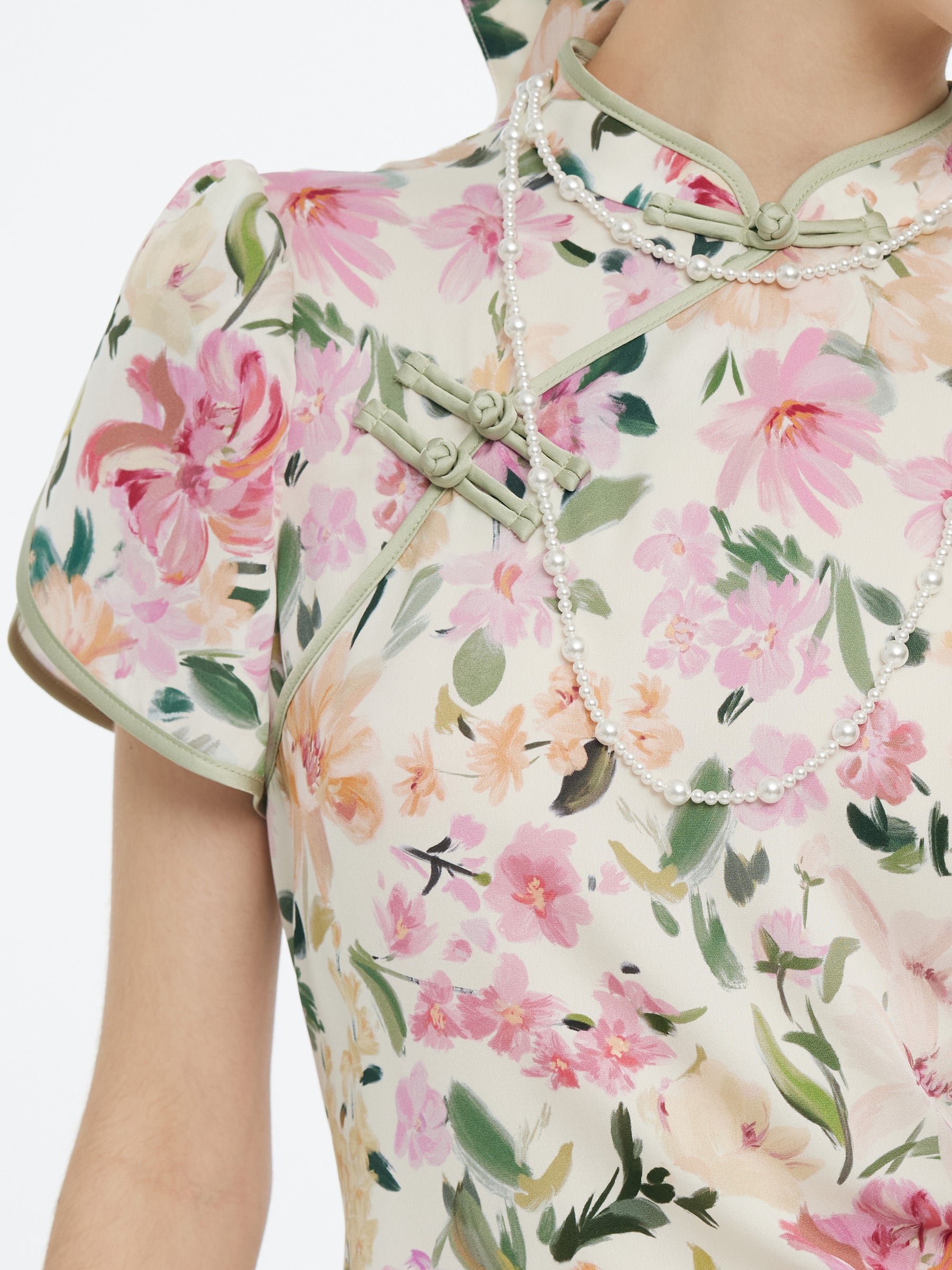 Mulberry Silk Floral Qipao Dress