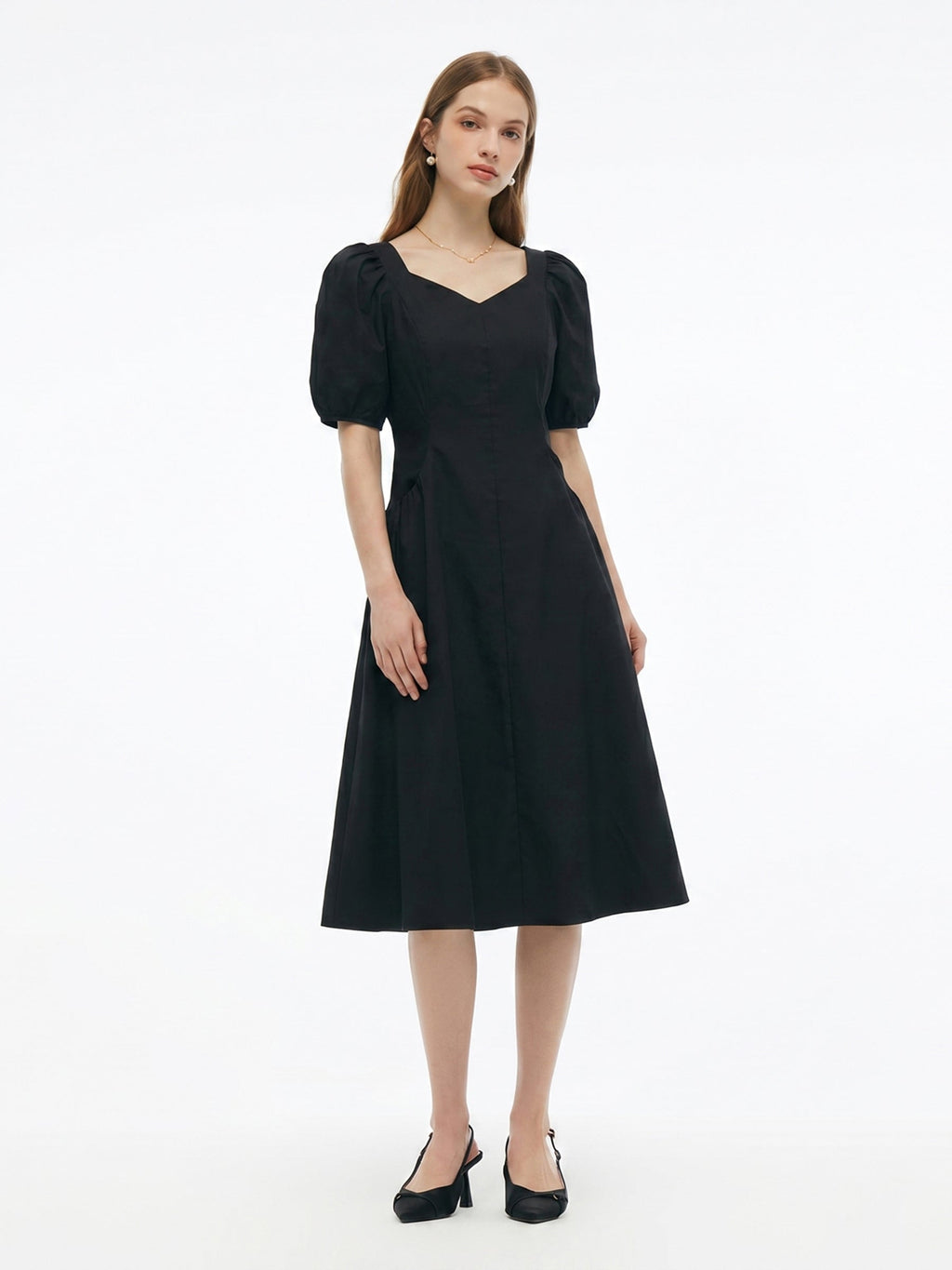 Cotton Blend Sweetheart Dress