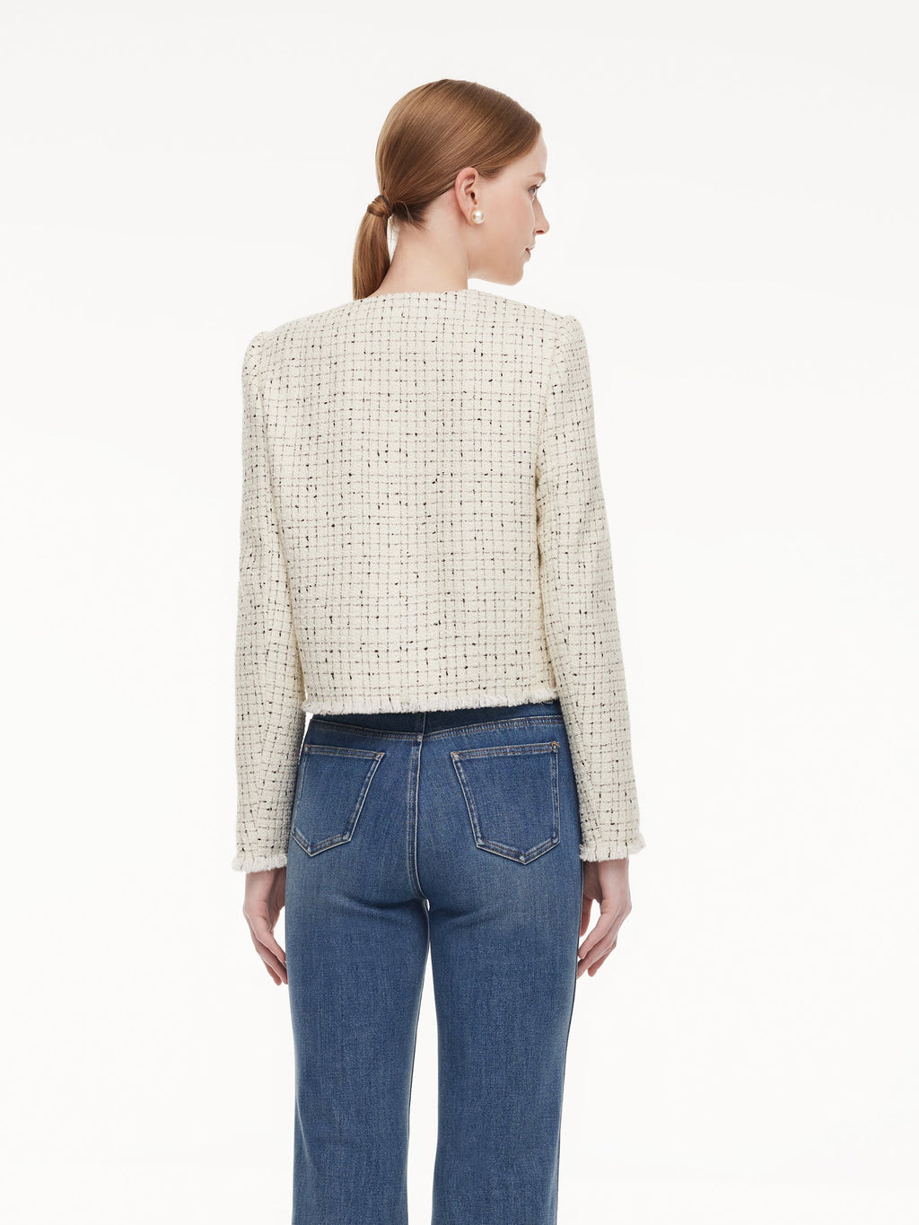 Wool Blend Frayed Hem Jacket