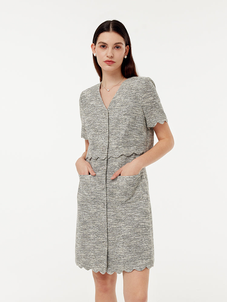 Silver Thread Faux Two-Piece Mini Dress