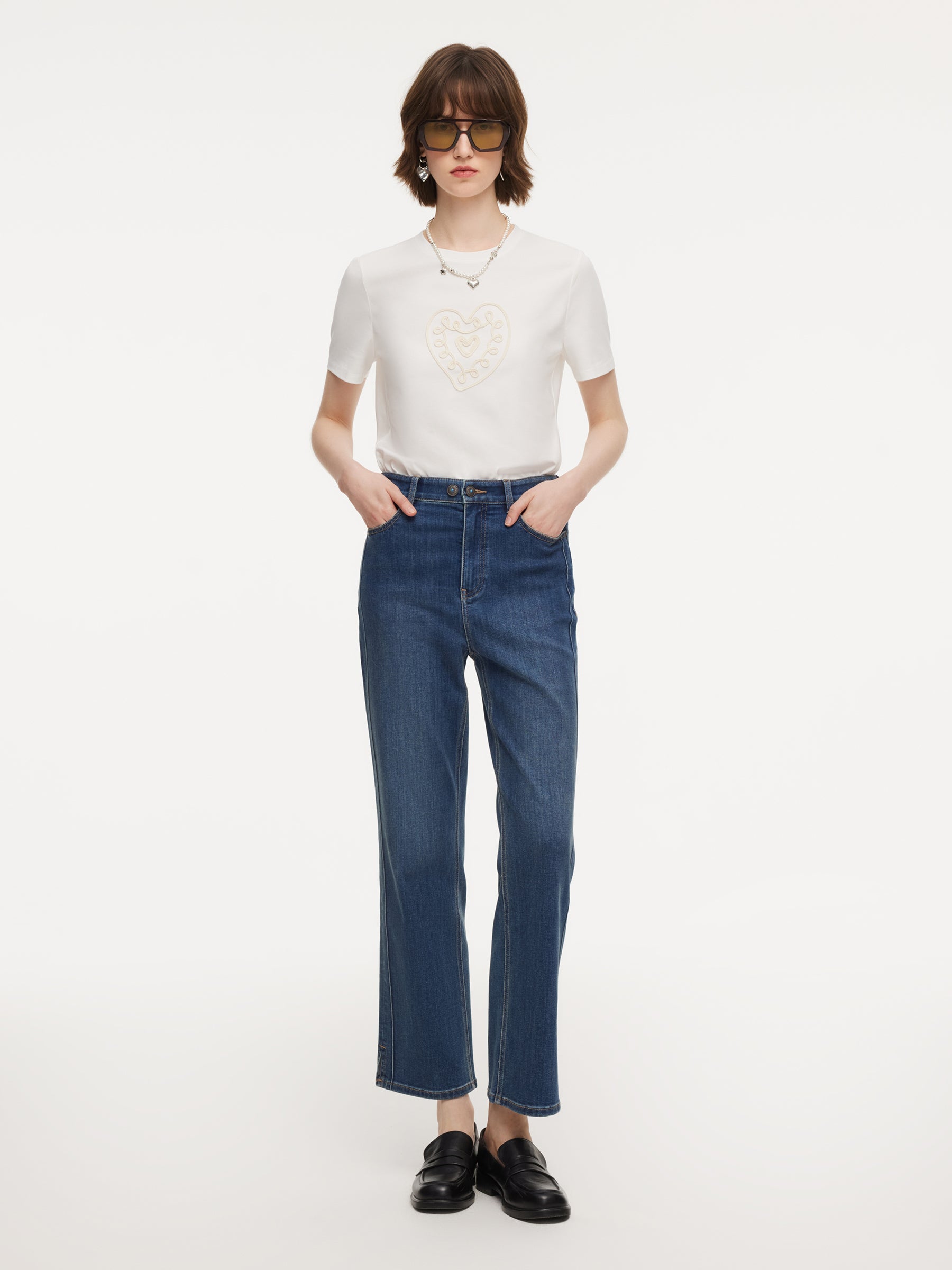 Acetate-Blend Micro-Flare Jeans